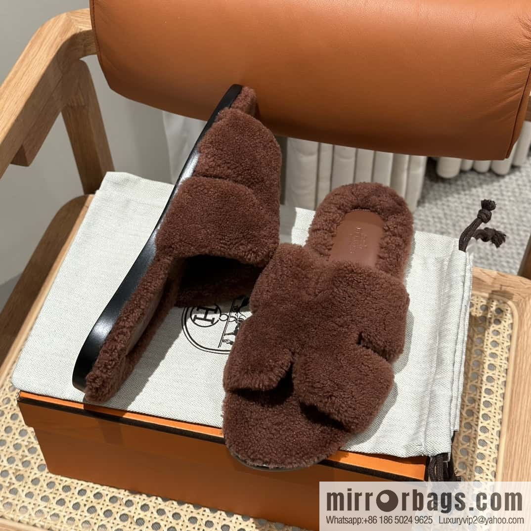 Hermès imported lamb wool lzmir series men's sandals