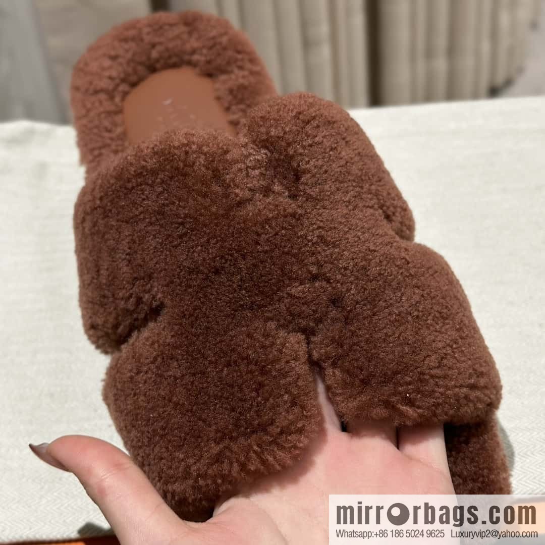Hermès imported lamb wool lzmir series men's sandals