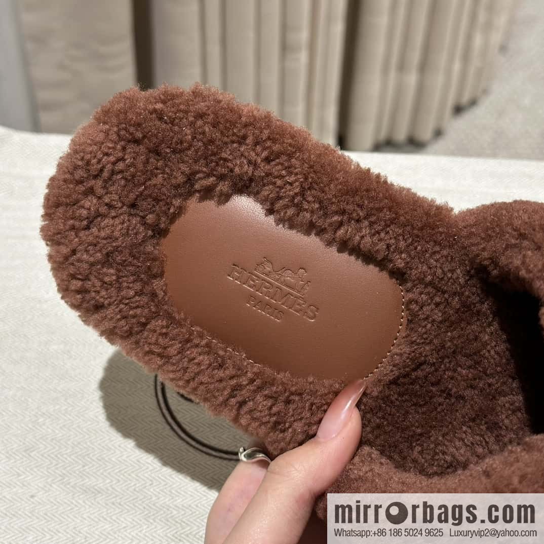 Hermès imported lamb wool lzmir series men's sandals