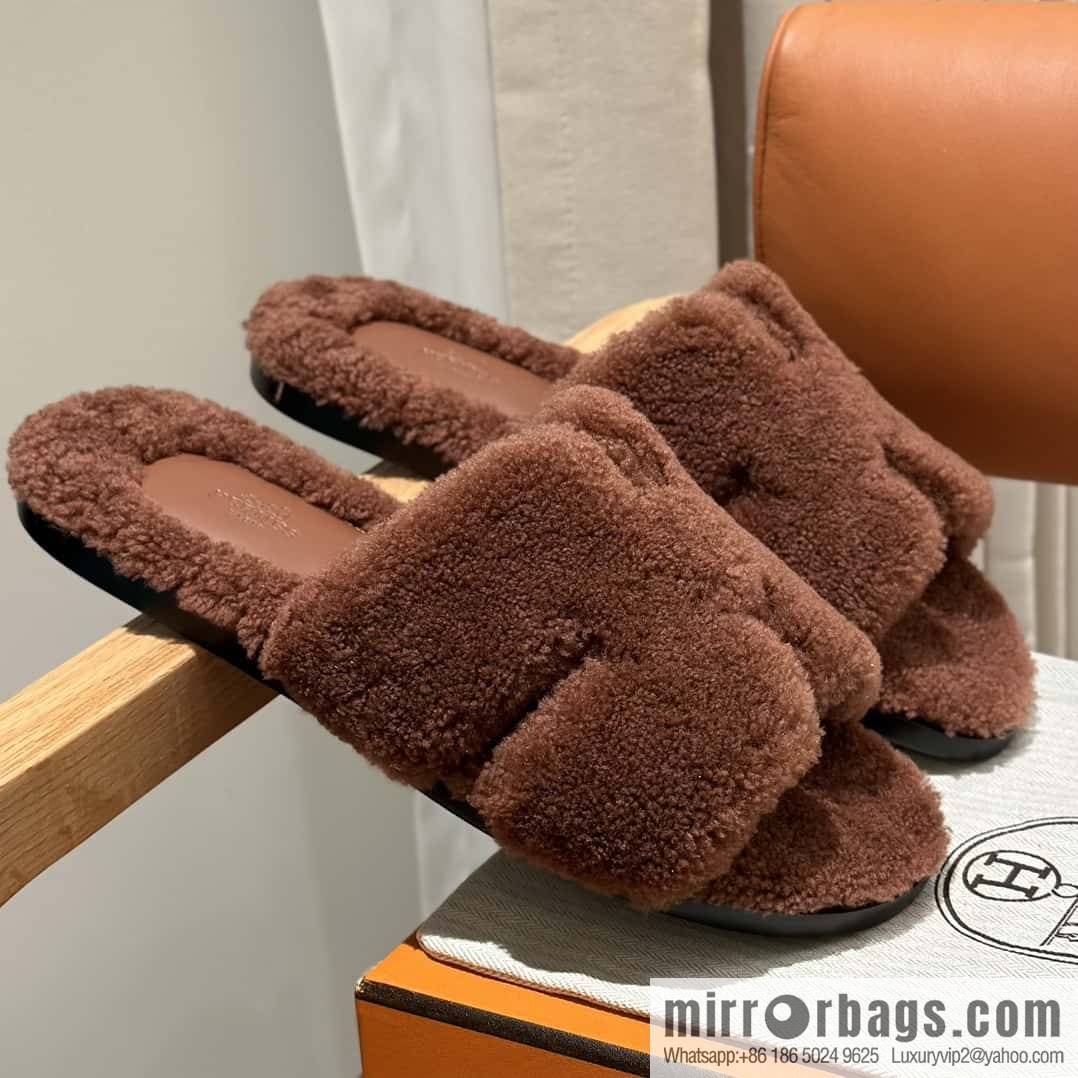 Hermès imported lamb wool lzmir series men's sandals