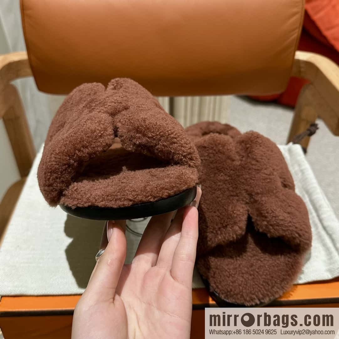 Hermès imported lamb wool lzmir series men's sandals