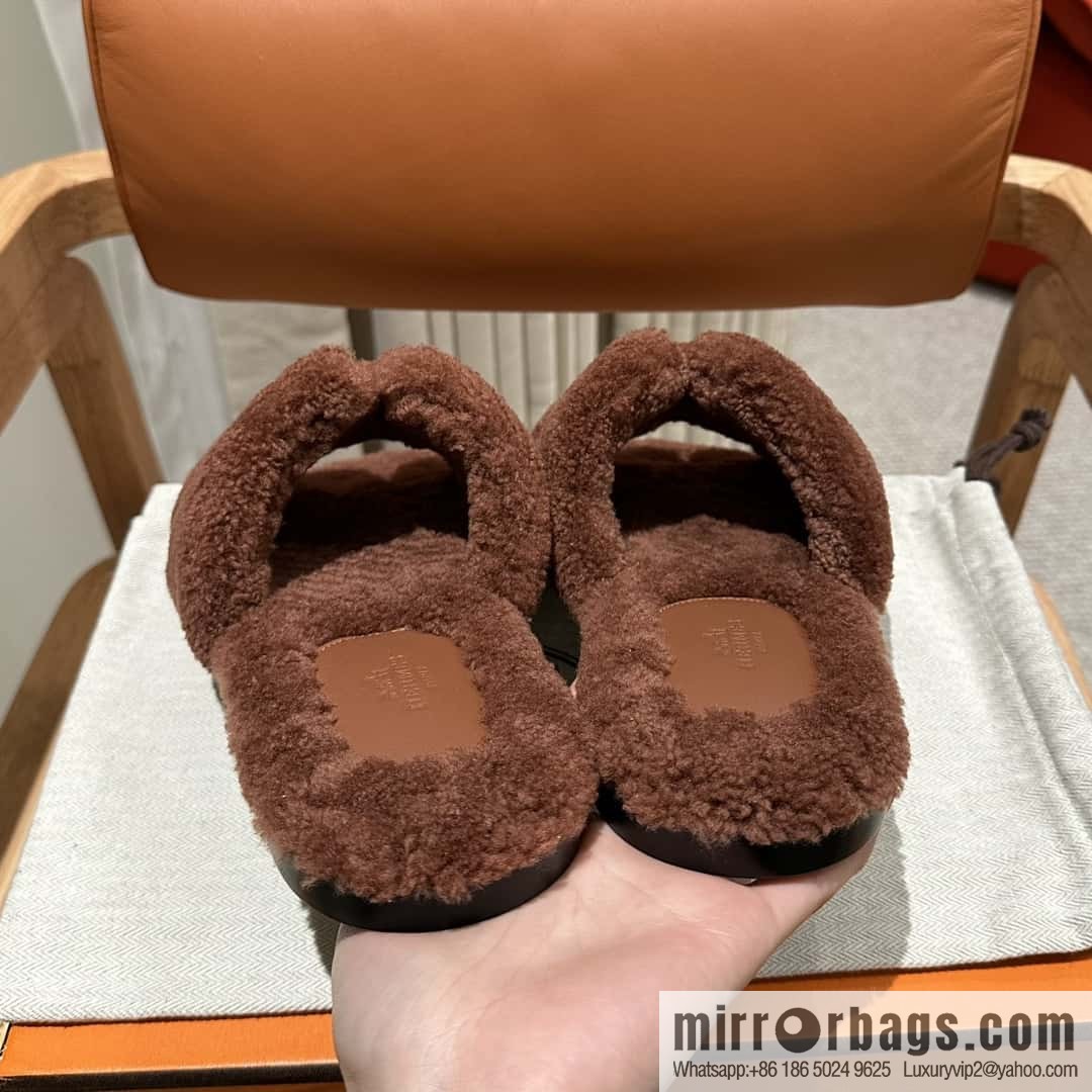 Hermès imported lamb wool lzmir series men's sandals