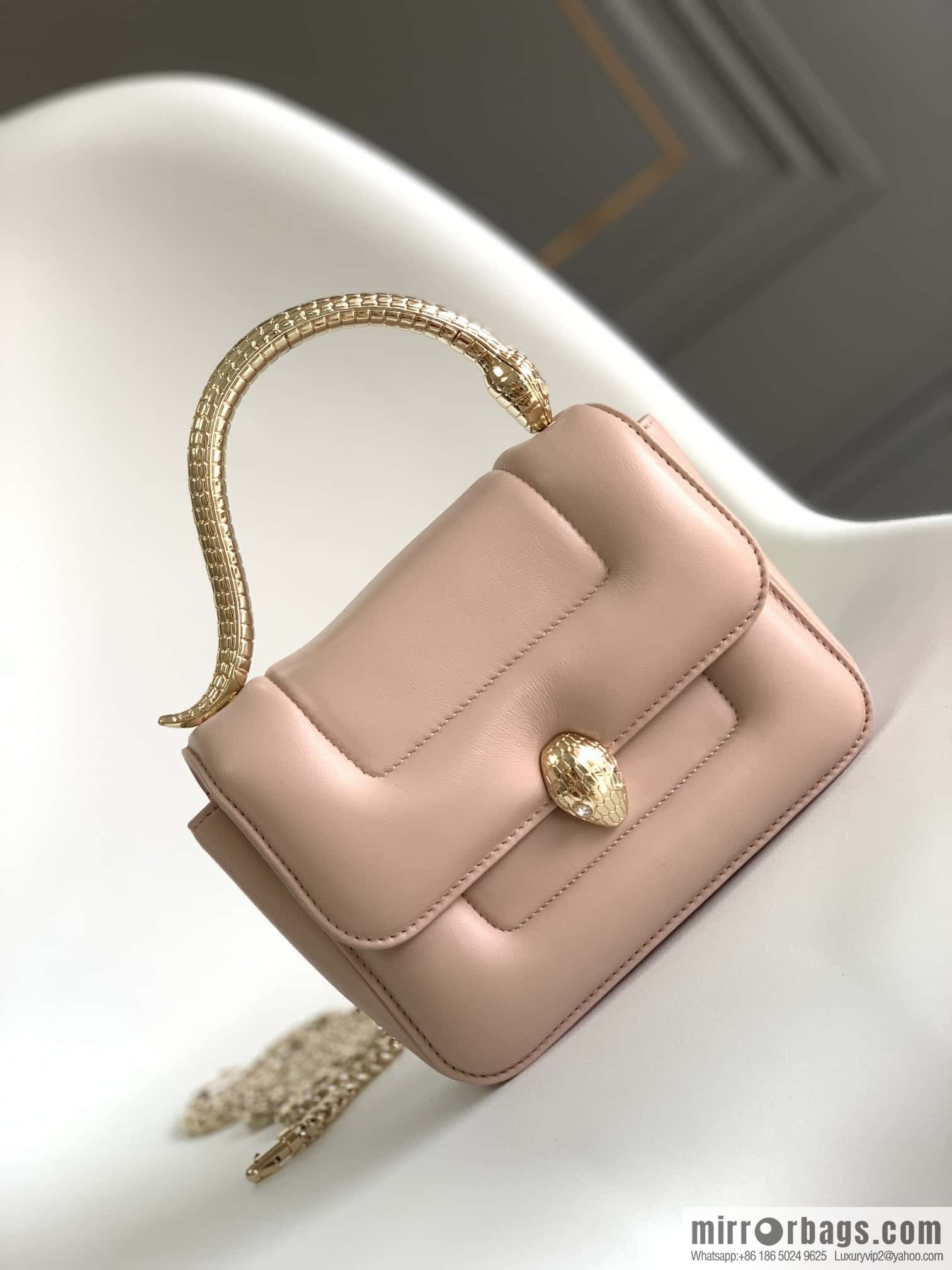 BVLGARI Bulgari joint design limited edition Mary Katrantzou snakehead bag 291071 pink 19cm