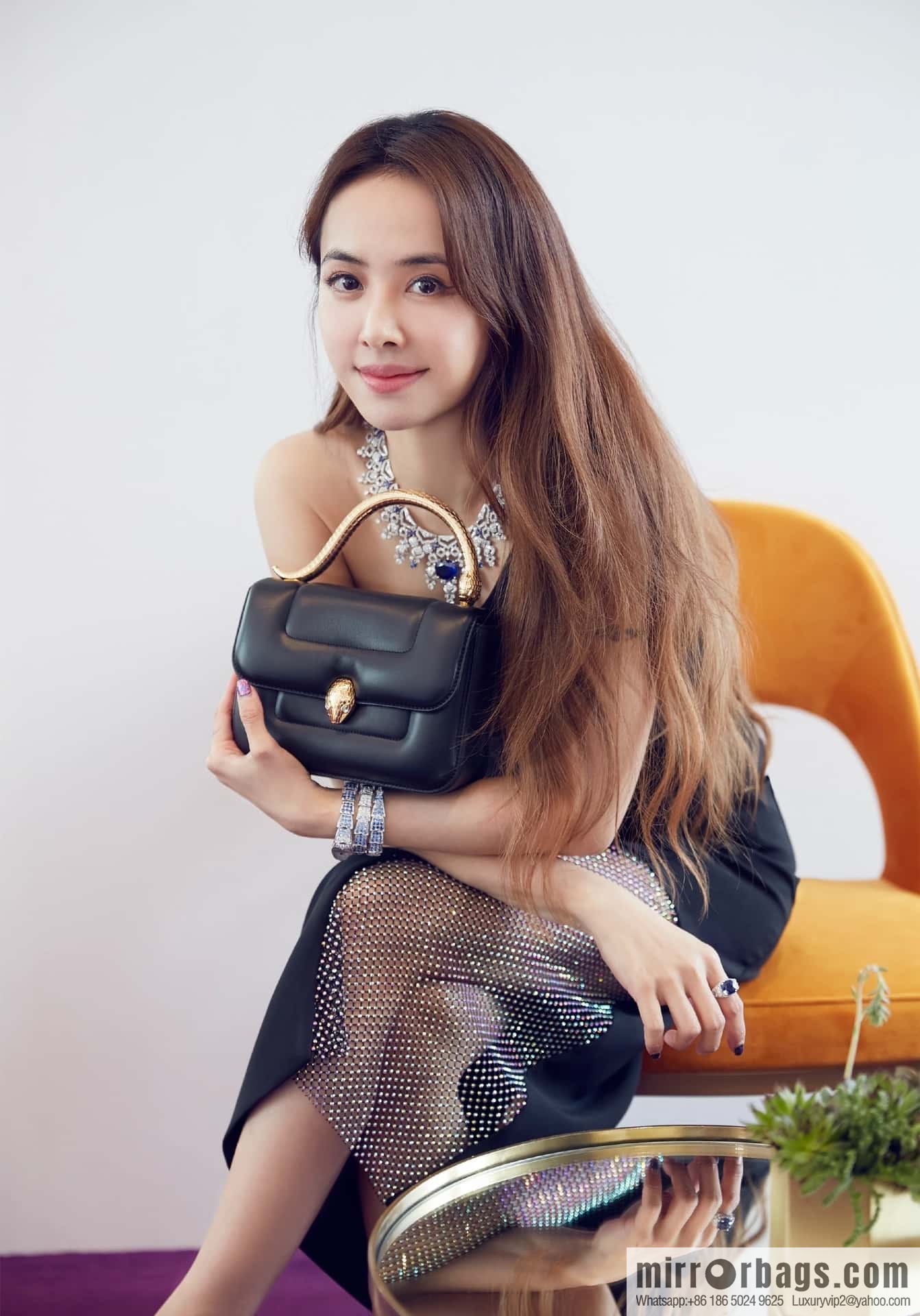 BVLGARI Bulgari joint design limited edition Mary Katrantzou snakehead bag 291071 black 19cm
