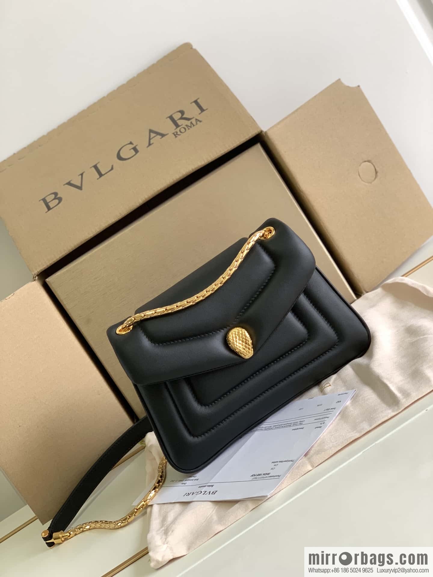 BVLGARI Bulgari SERPENTI REVERSE Small shoulder bag 292123 black 22CM