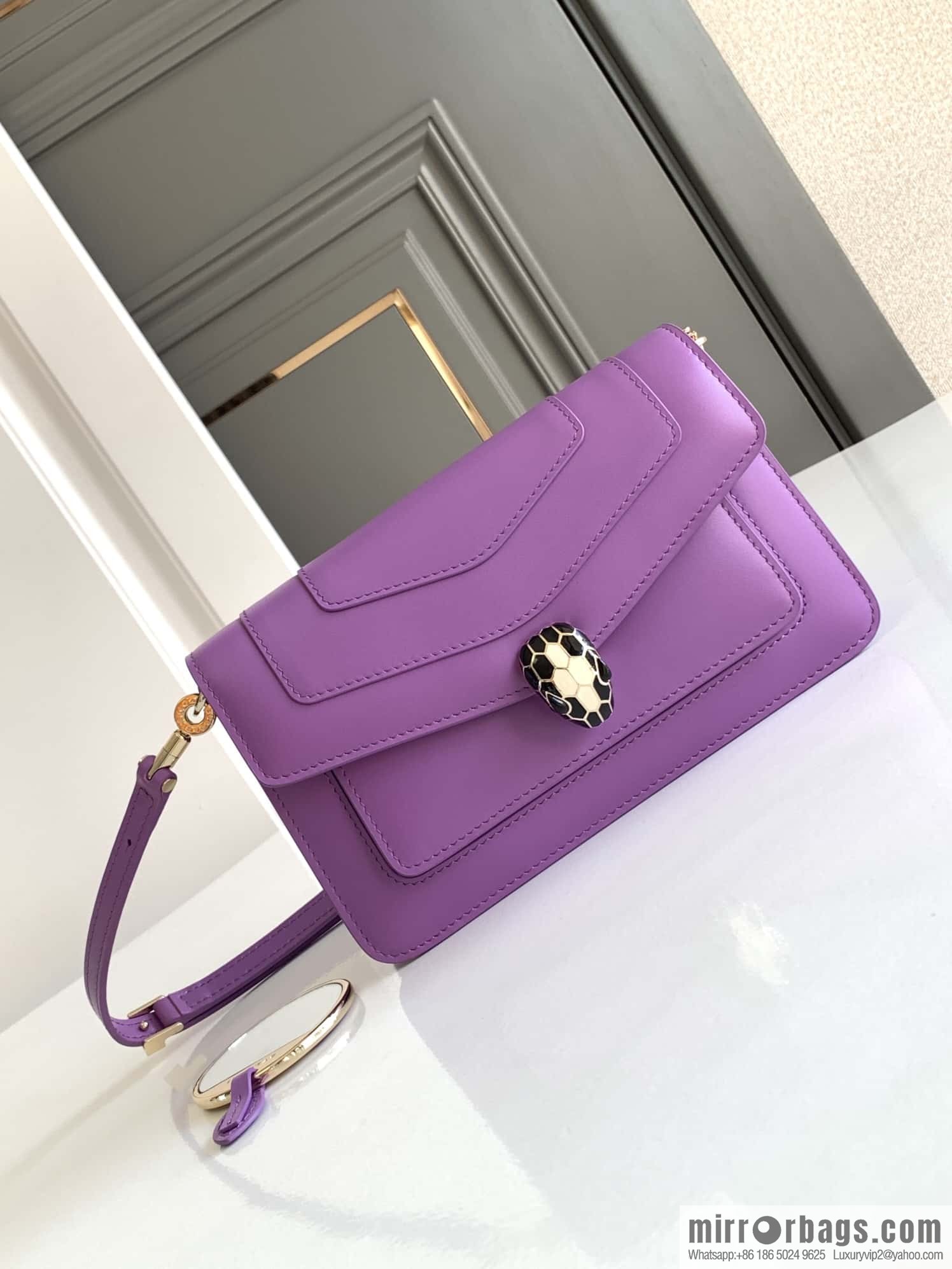 BVLGARI Bulgari EAST-WEST Series Small Shoulder Bag 292103 Light Purple Crystal Lilac 22CM