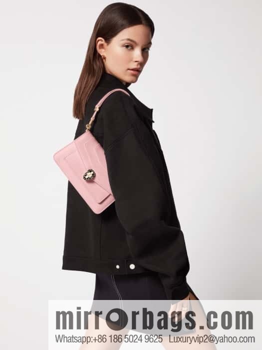 BVLGARI Bulgari EAST-WEST series small shoulder bag 292103 spring flower quartz pink 22CM