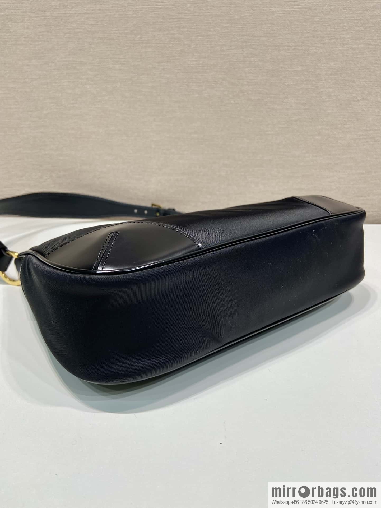 PRADA nylon with glossy leather new armpit bag ๐ 1BC214