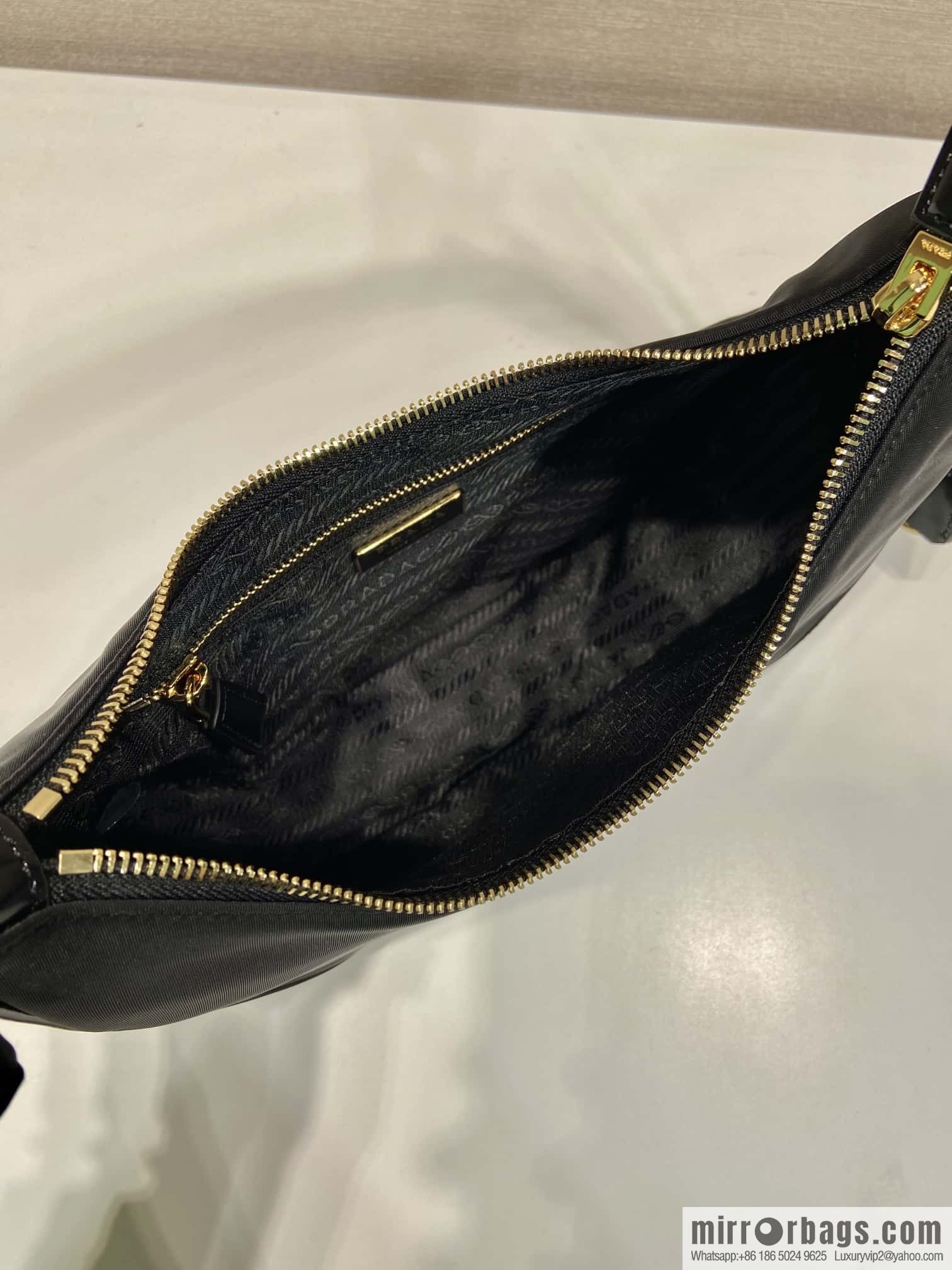 PRADA nylon with glossy leather new armpit bag ๐ 1BC214