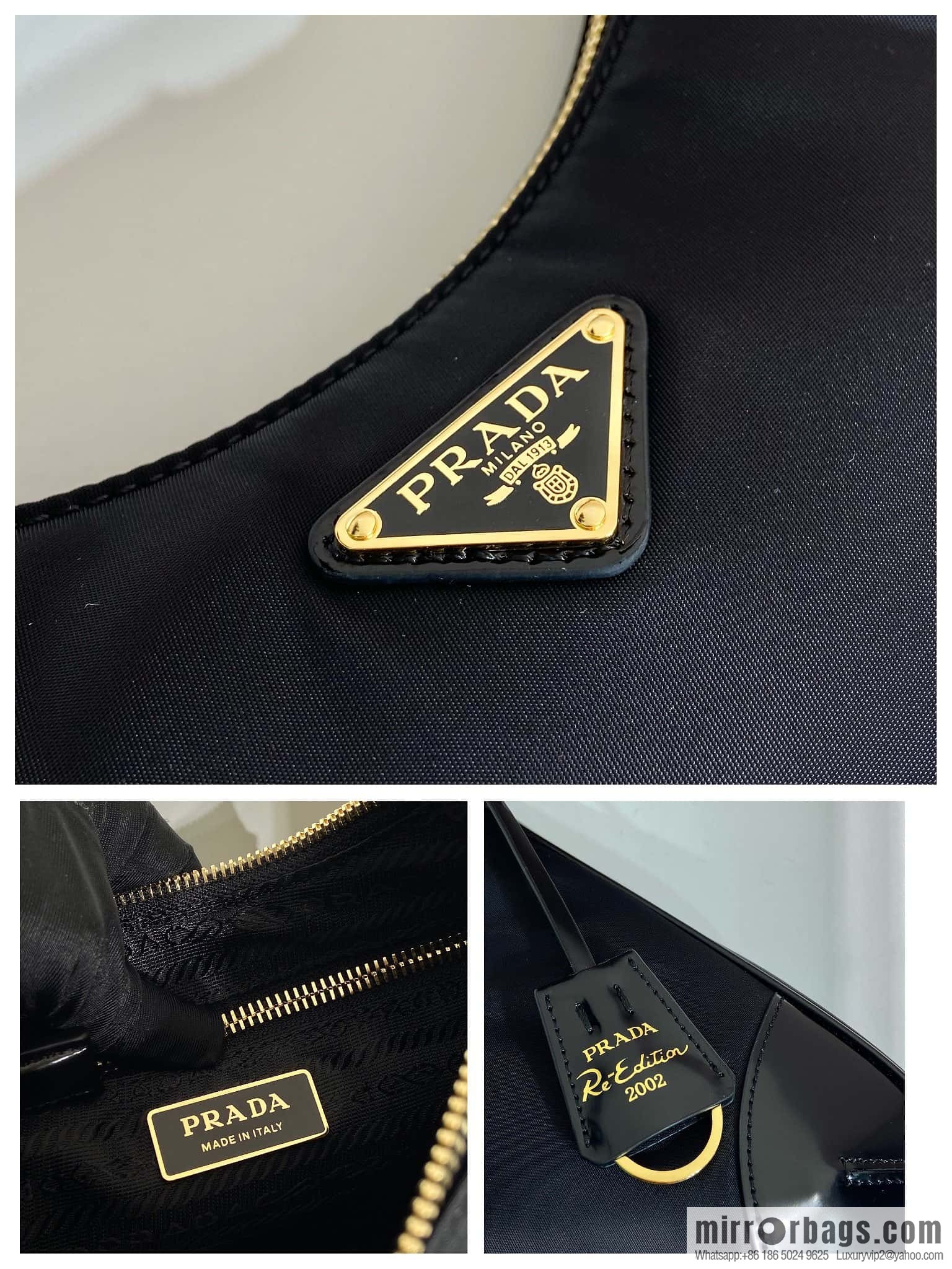 PRADA nylon with glossy leather new armpit bag ๐ 1BC214