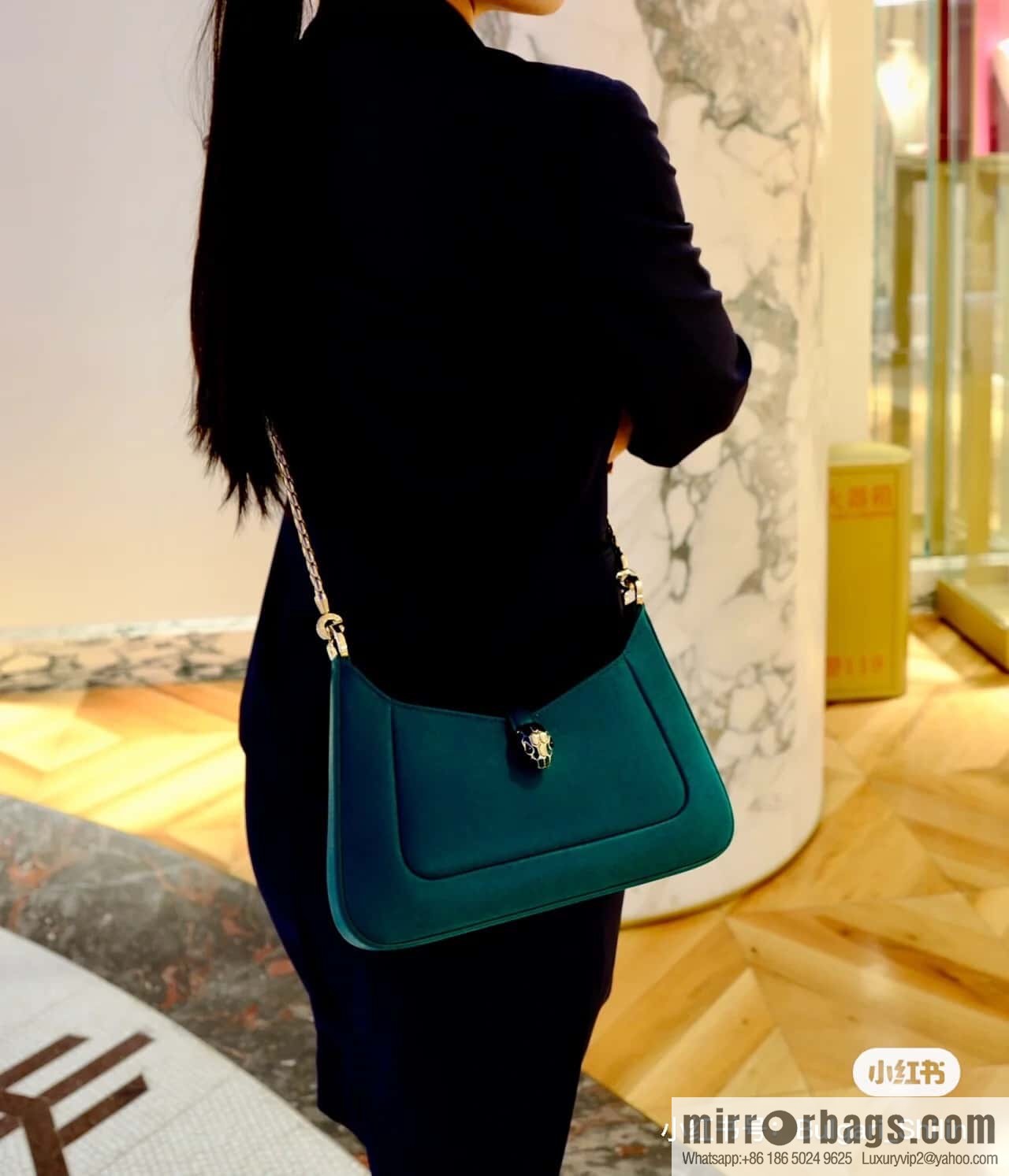 BVLGARI Bulgari SERPENTI BAIA series small shoulder bag 293208 emerald 27CM
