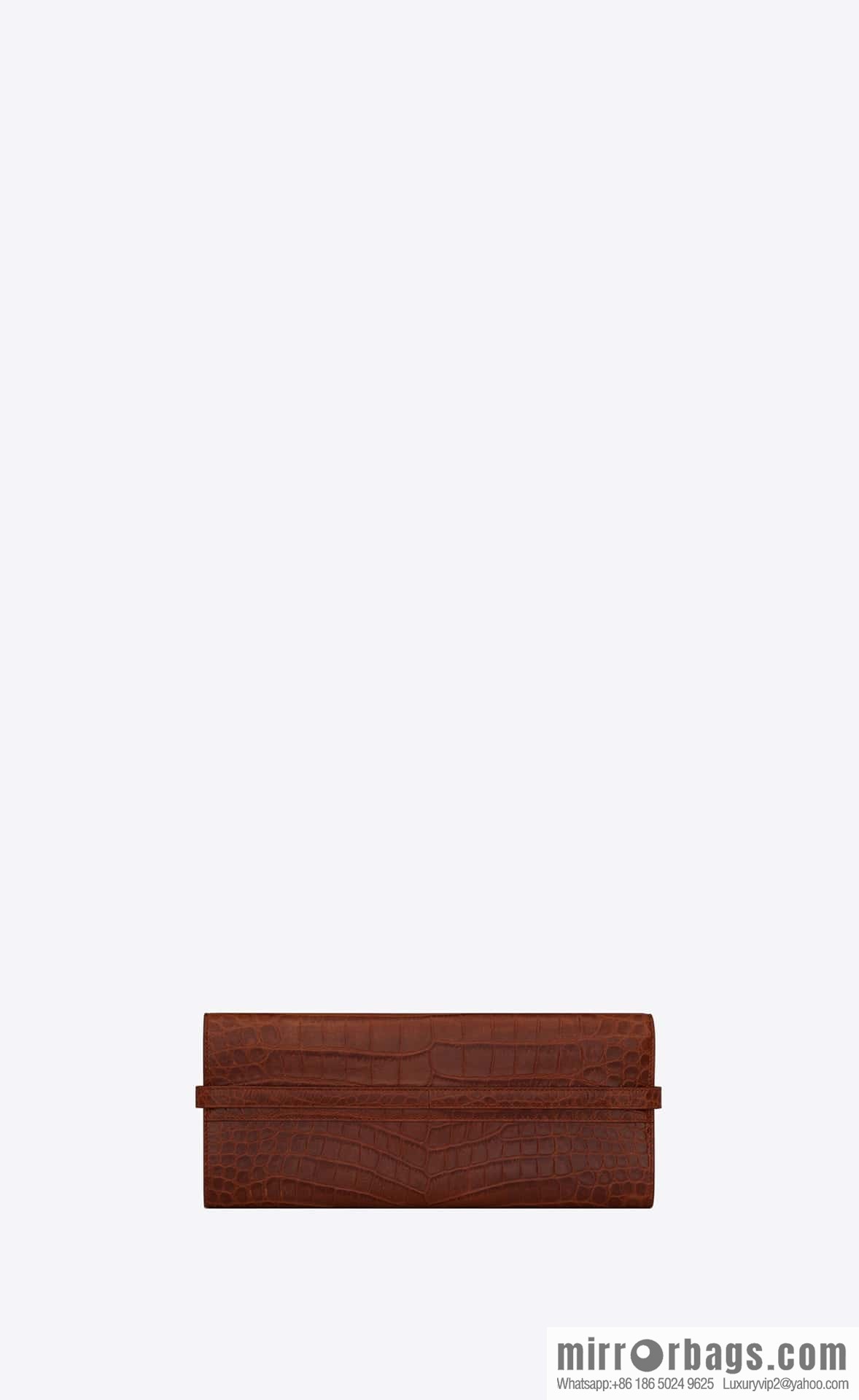 SAINT LAURENT YSL 𝗠𝗮𝗻𝗵𝗮𝘁𝘁𝗮𝗻 𝗖𝗹𝘂𝘁𝗰𝗵_ clutch bag 695949 crocodile pattern, brown