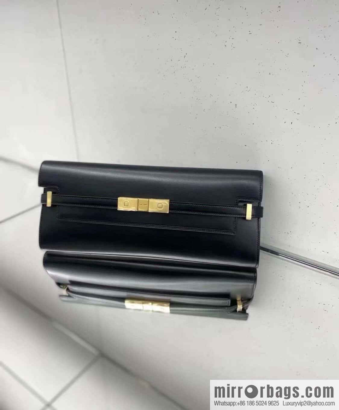 SAINT LAURENT YSL 𝗠𝗮𝗻𝗵𝗮𝘁𝘁𝗮𝗻 𝗖𝗹𝘂𝘁𝗰𝗵_ clutch bag 695949 black toothpick pattern