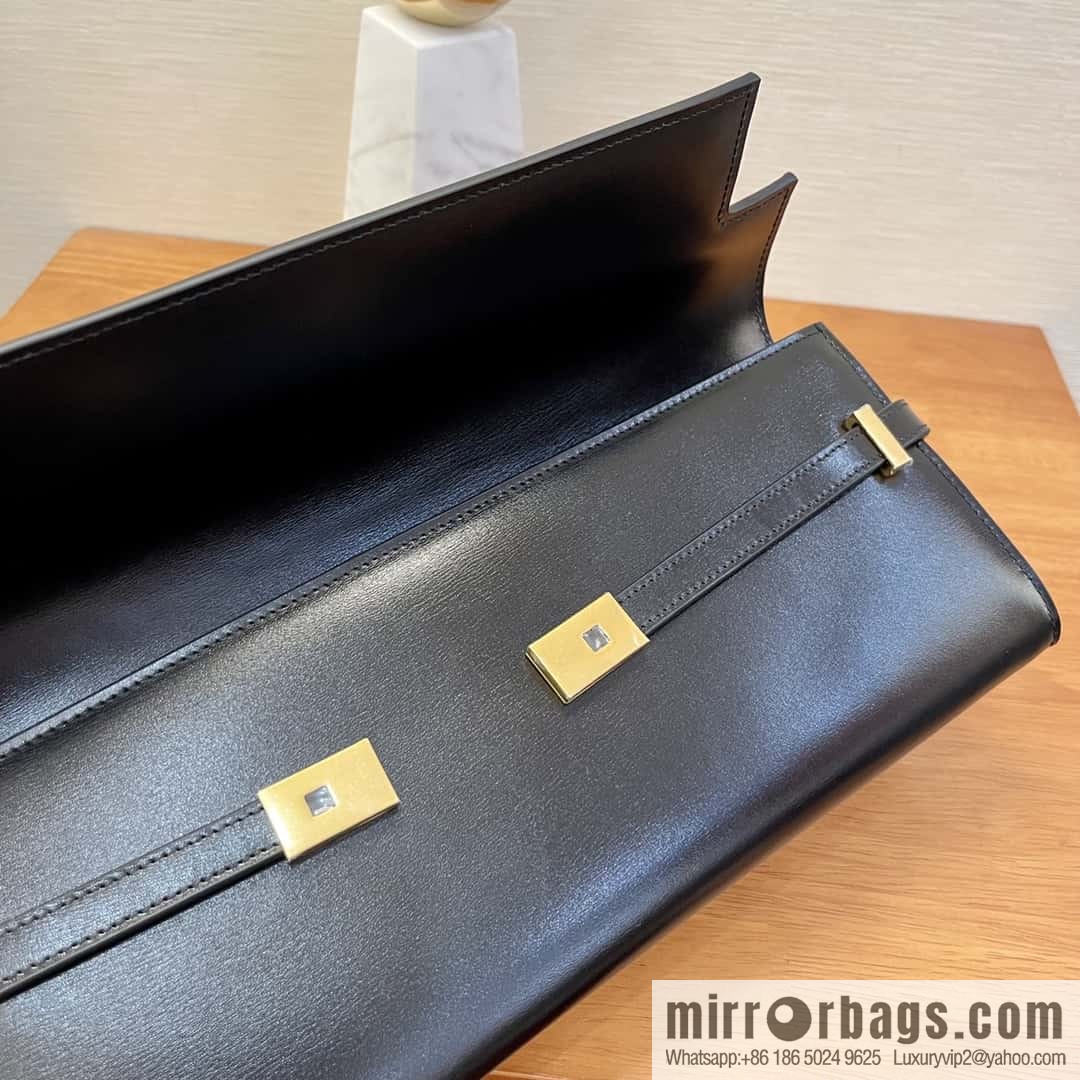 SAINT LAURENT YSL 𝗠𝗮𝗻𝗵𝗮𝘁𝘁𝗮𝗻 𝗖𝗹𝘂𝘁𝗰𝗵_ clutch bag 695949 black toothpick pattern