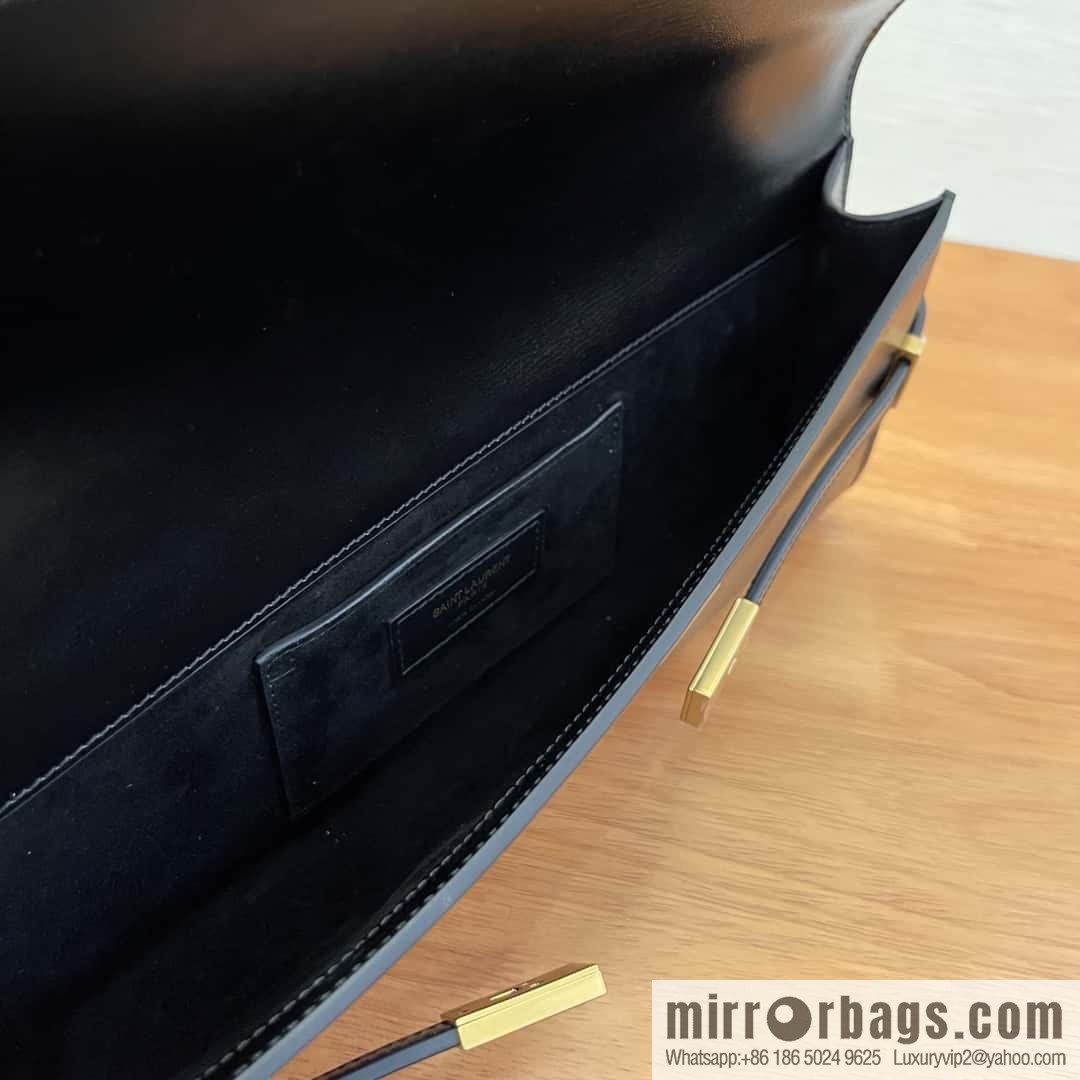 SAINT LAURENT YSL 𝗠𝗮𝗻𝗵𝗮𝘁𝘁𝗮𝗻 𝗖𝗹𝘂𝘁𝗰𝗵_ clutch bag 695949 black toothpick pattern