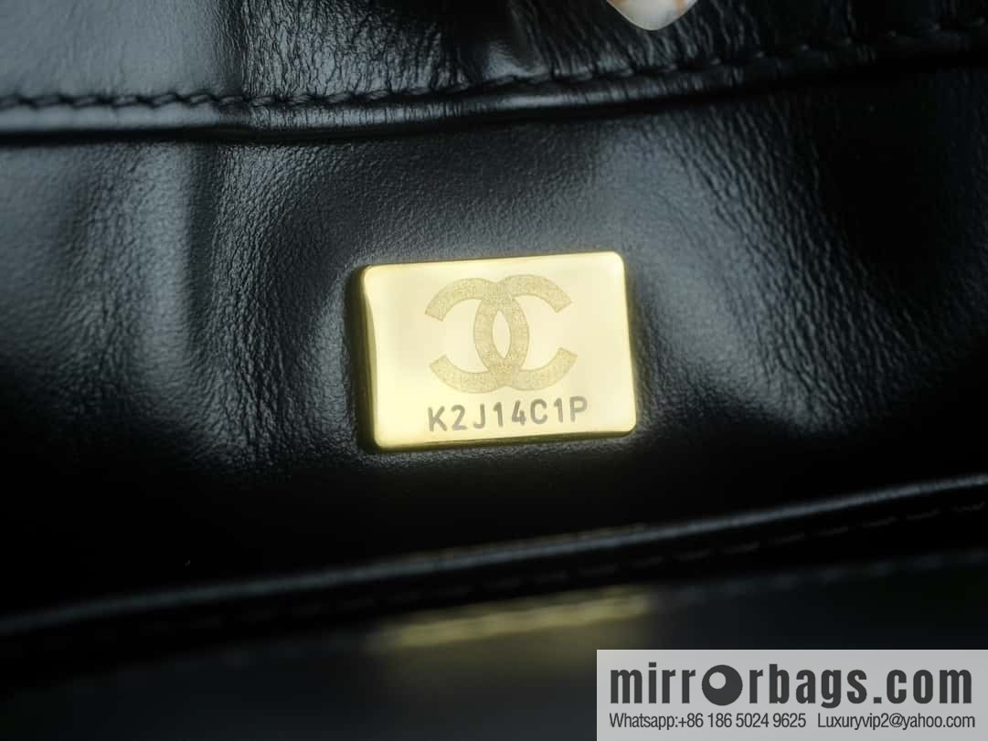 CHANEL 24C Original calfskin, double gold ball black AS2649