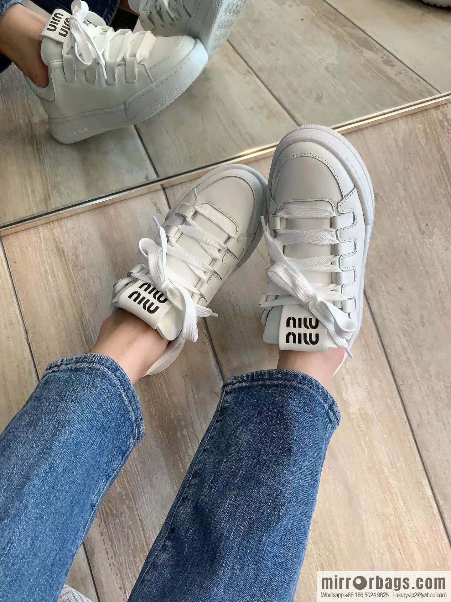 MIUMIU Miu Miu spring and summer platform casual white shoes