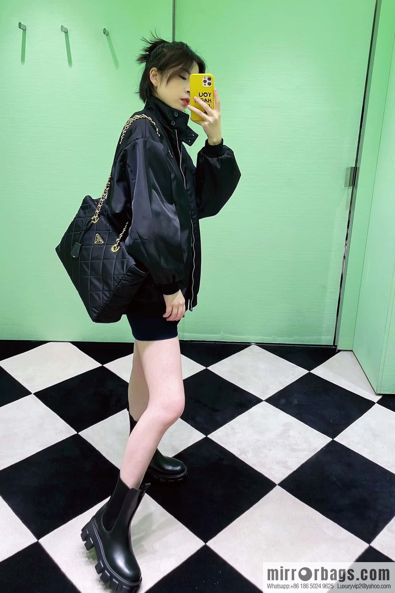 PRADA Vintage chain strap hobo bag large ๐ 1BG467