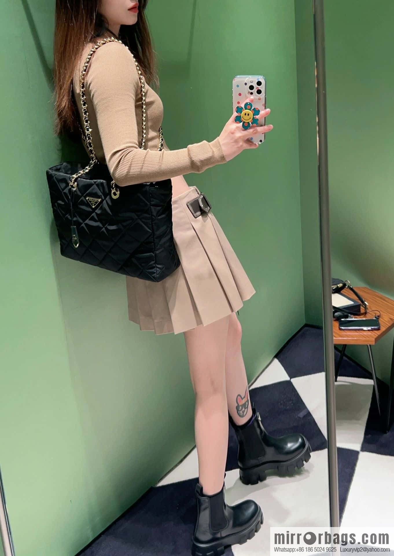PRADA Vintage chain strap hobo bag large ๐ 1BG467