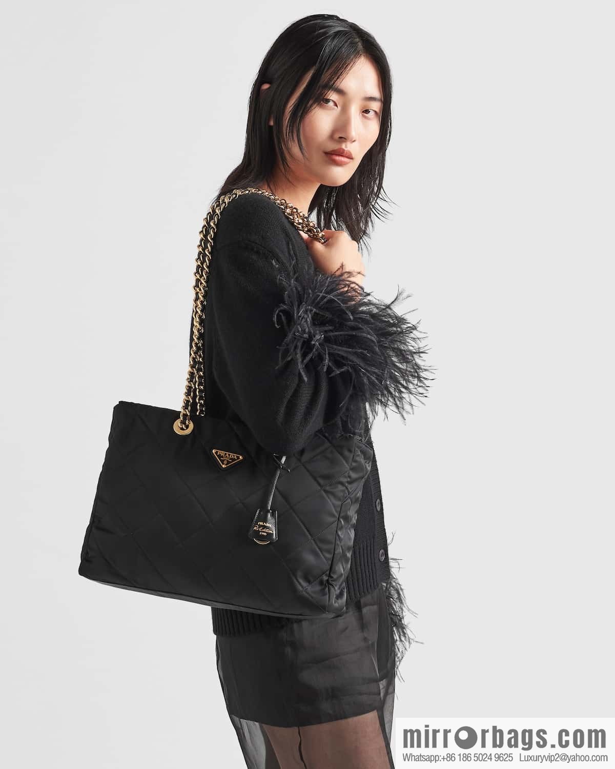 PRADA Vintage chain strap hobo bag large ๐ 1BG467