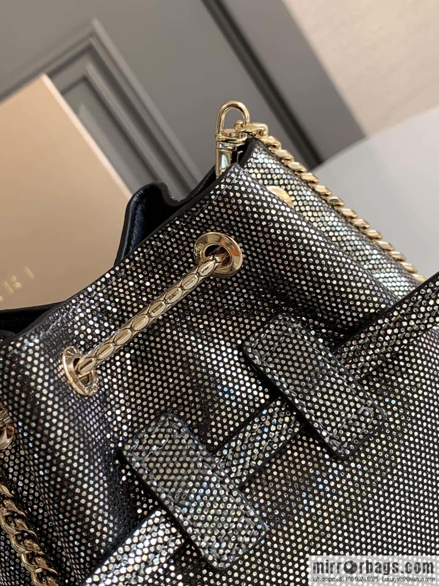 BVLGARI Bulgari Sprpenti Forever mini bucket bag 289950 carbon ash metal texture water snake skin