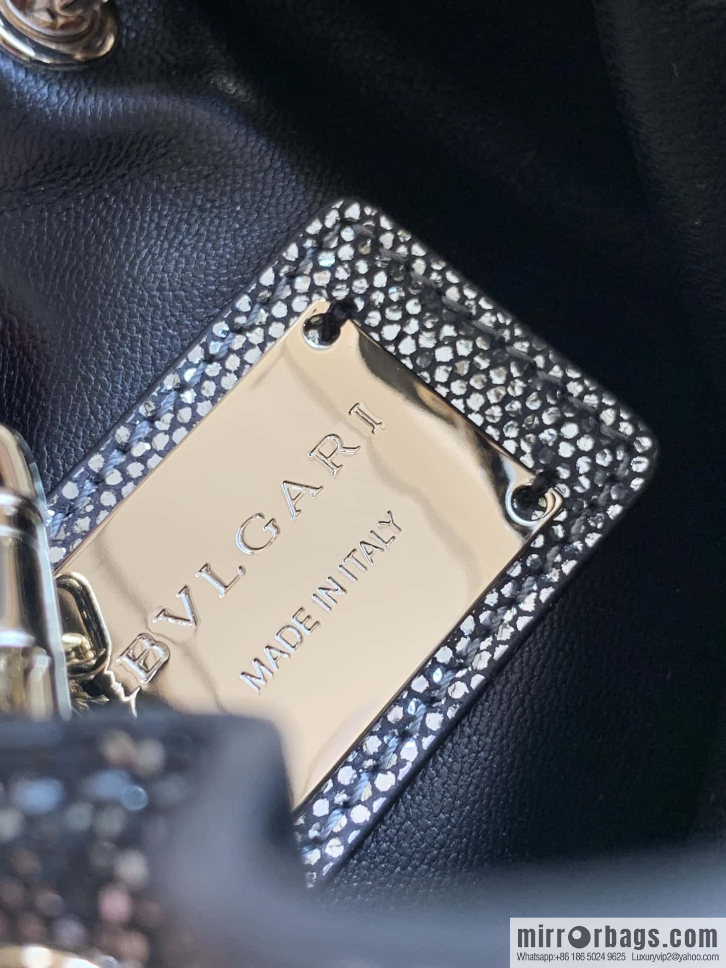 BVLGARI Bulgari Sprpenti Forever mini bucket bag 289950 carbon ash metal texture water snake skin