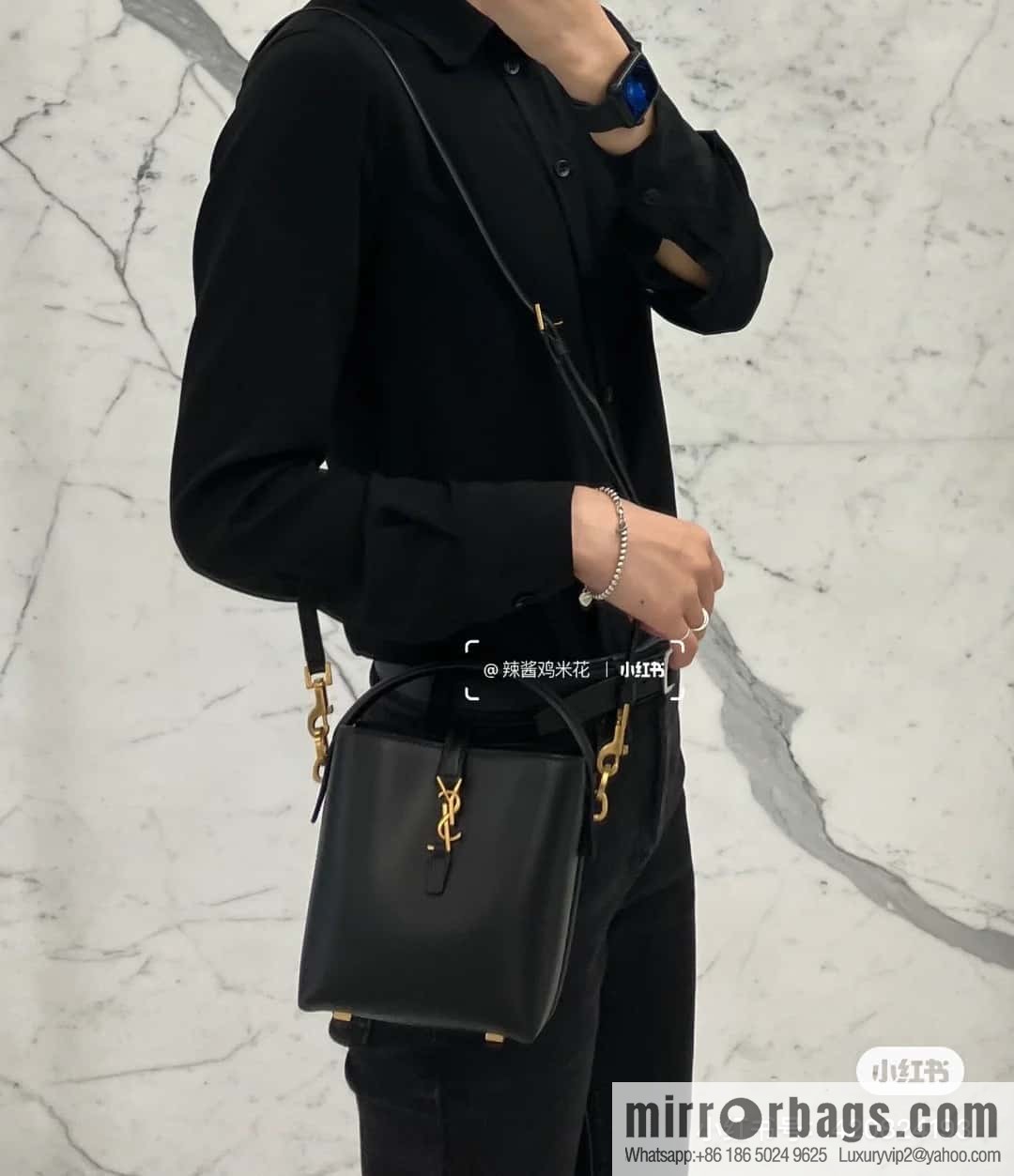 SAINT LAURENT YSL YSL summer new model YSL glossy leather (fabric) _ mini bucket bag 765870