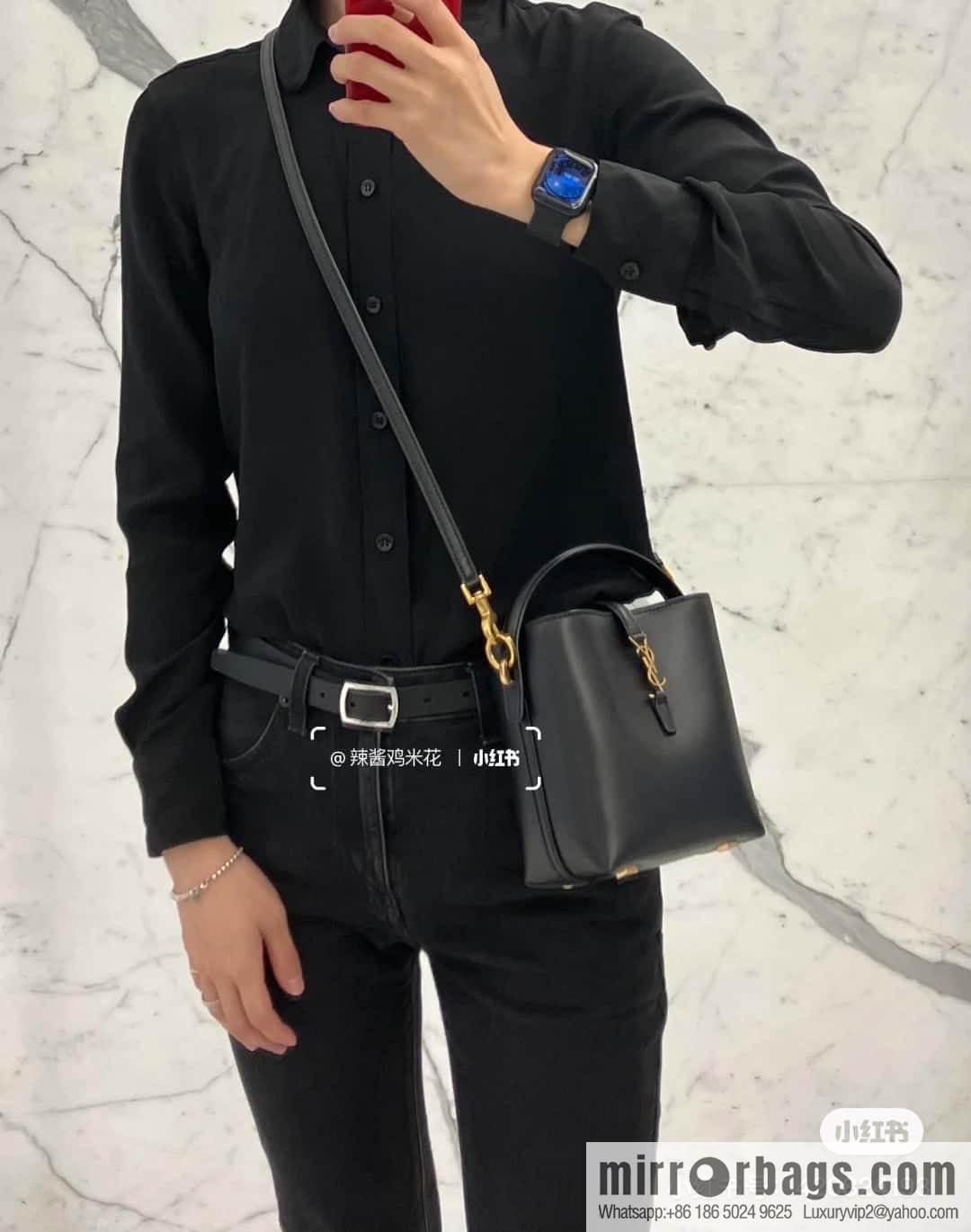 SAINT LAURENT YSL YSL summer new model YSL glossy leather (fabric) _ mini bucket bag 765870
