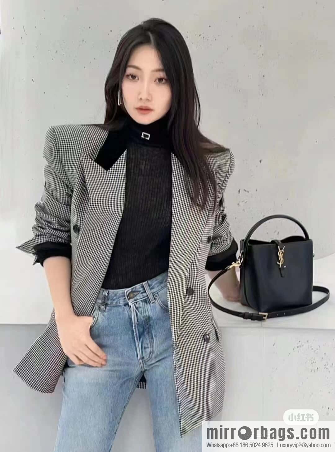 SAINT LAURENT YSL YSL summer new model YSL glossy leather (fabric) _ mini bucket bag 765870
