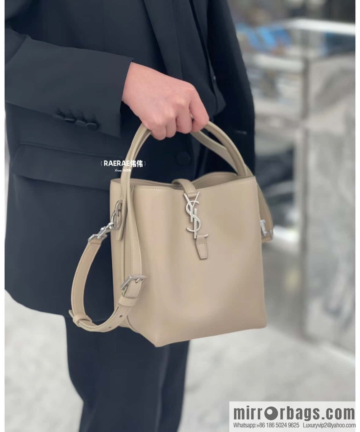 SAINT LAURENT Saint Laurent YSL summer new model _ small bucket bag 749036 milk tea silver