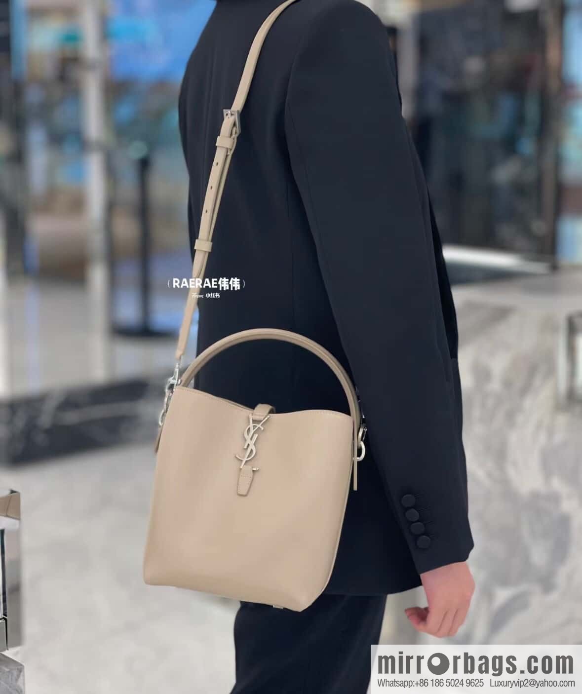 SAINT LAURENT Saint Laurent YSL summer new model _ small bucket bag 749036 milk tea silver
