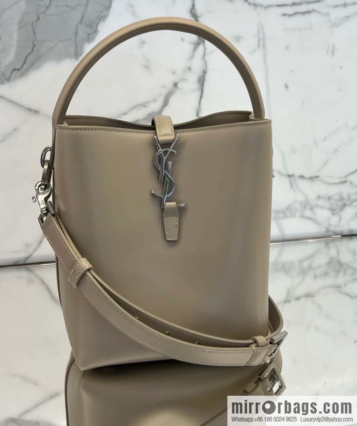 SAINT LAURENT Saint Laurent YSL summer new model _ small bucket bag 749036 milk tea silver