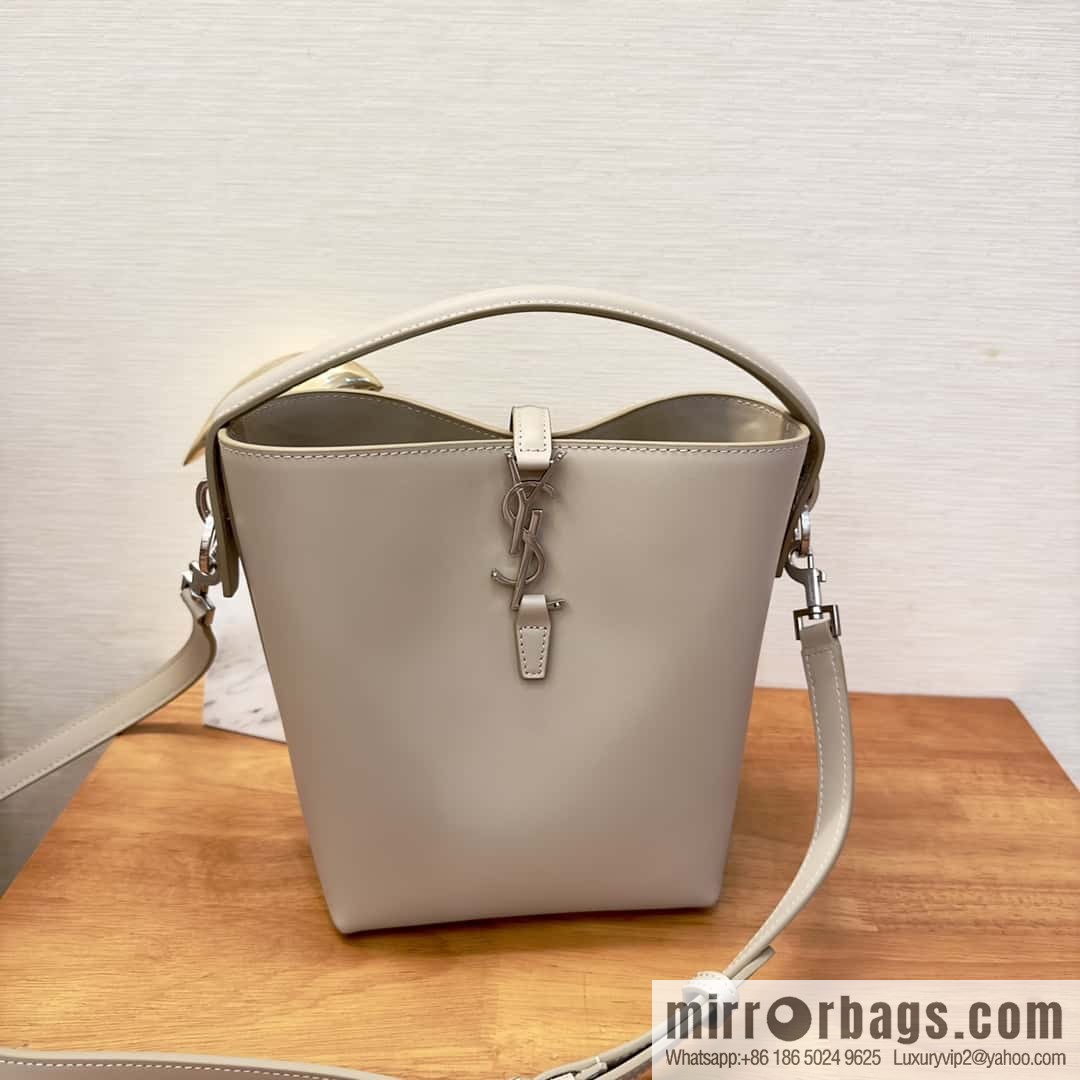 SAINT LAURENT Saint Laurent YSL summer new model _ small bucket bag 749036 milk tea silver