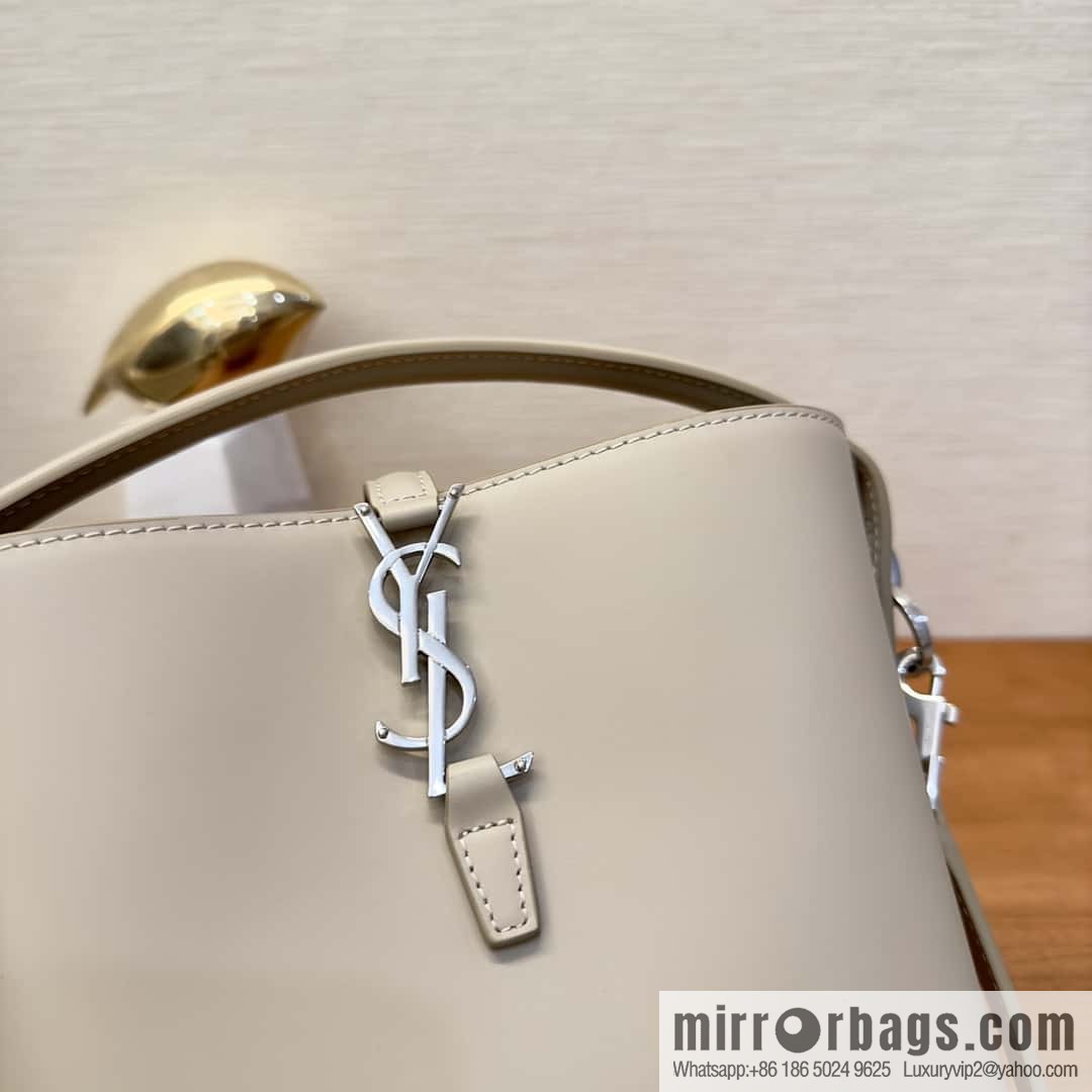 SAINT LAURENT Saint Laurent YSL summer new model _ small bucket bag 749036 milk tea silver