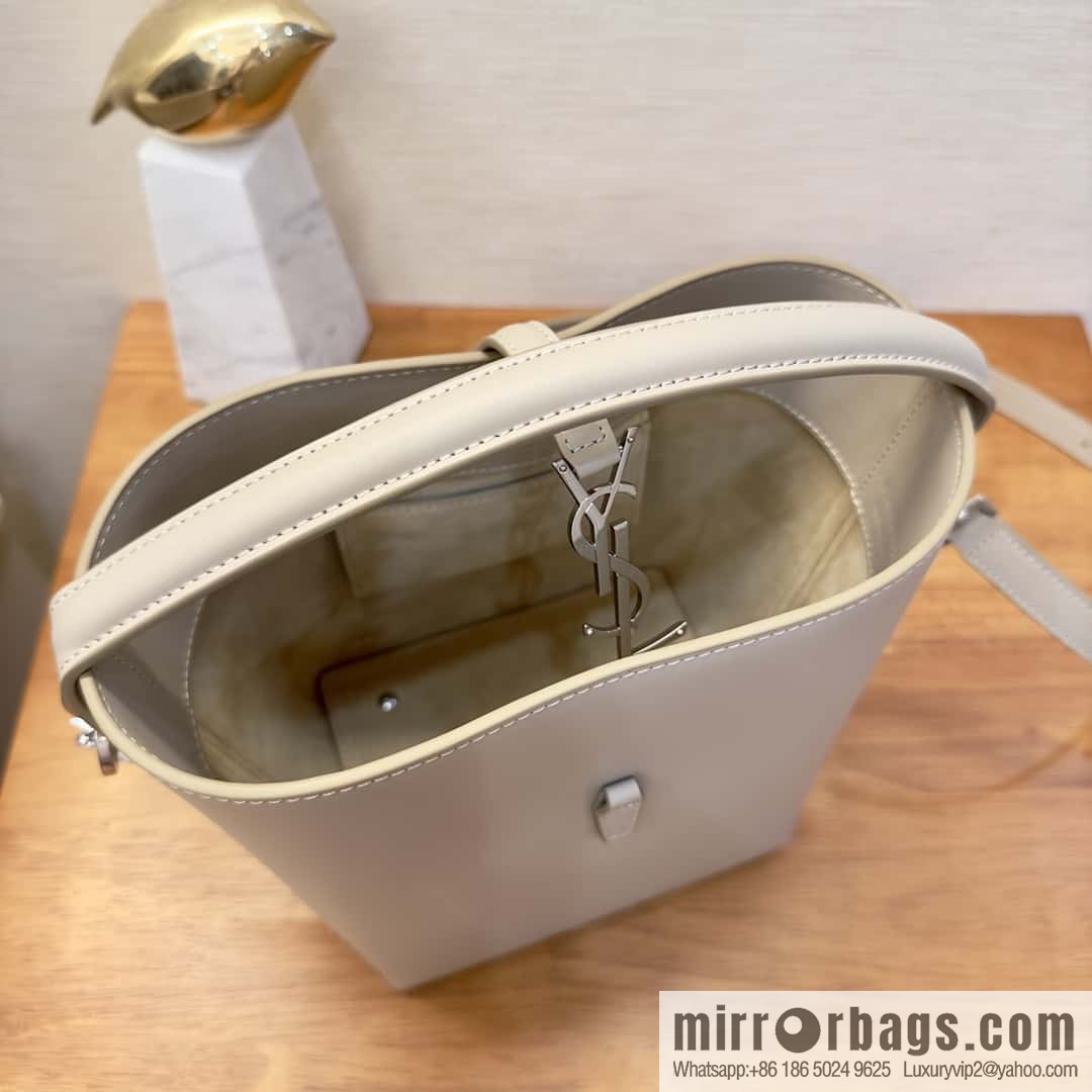 SAINT LAURENT Saint Laurent YSL summer new model _ small bucket bag 749036 milk tea silver