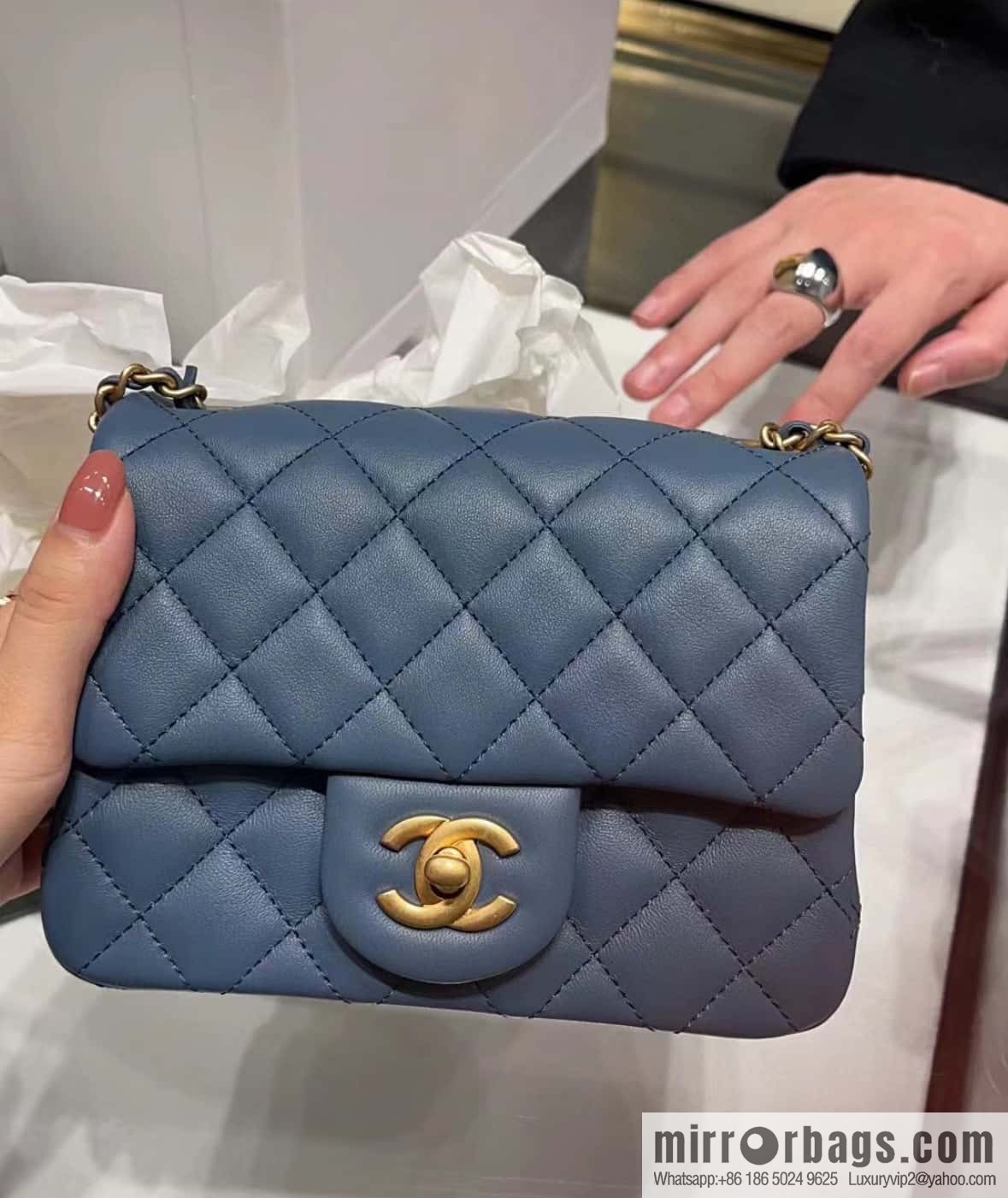 CHANEL Metal Ball Square Fatty AS1786 Haze Blue
