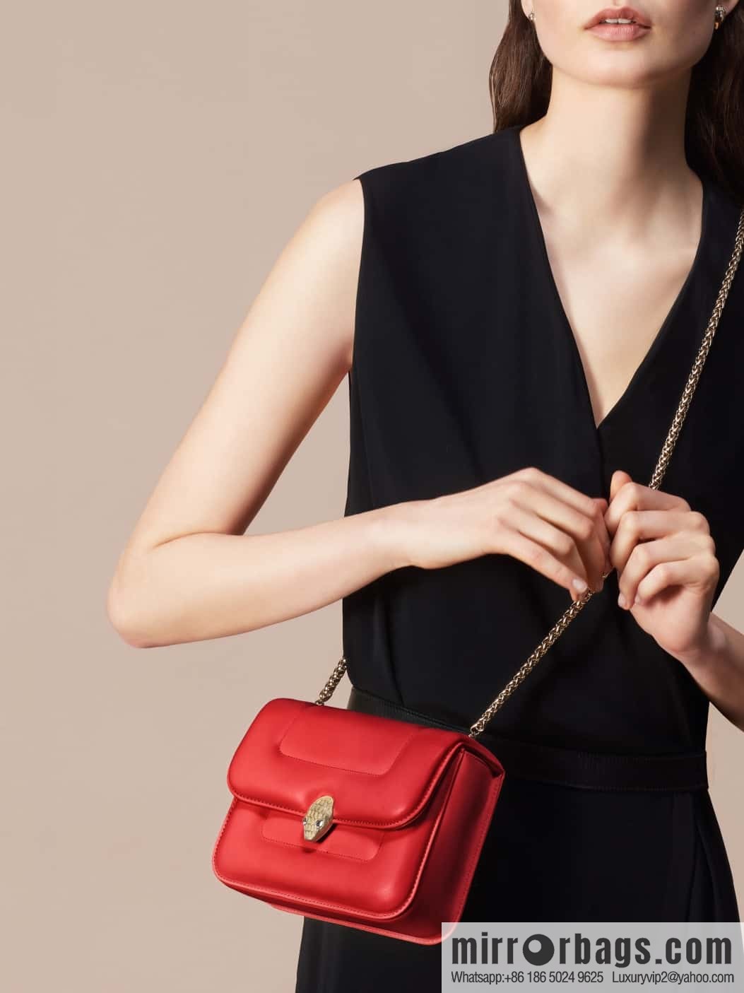 BVLGARI Bulgari joint design limited edition Mary Katrantzou snakehead bag 291071 red 19CM