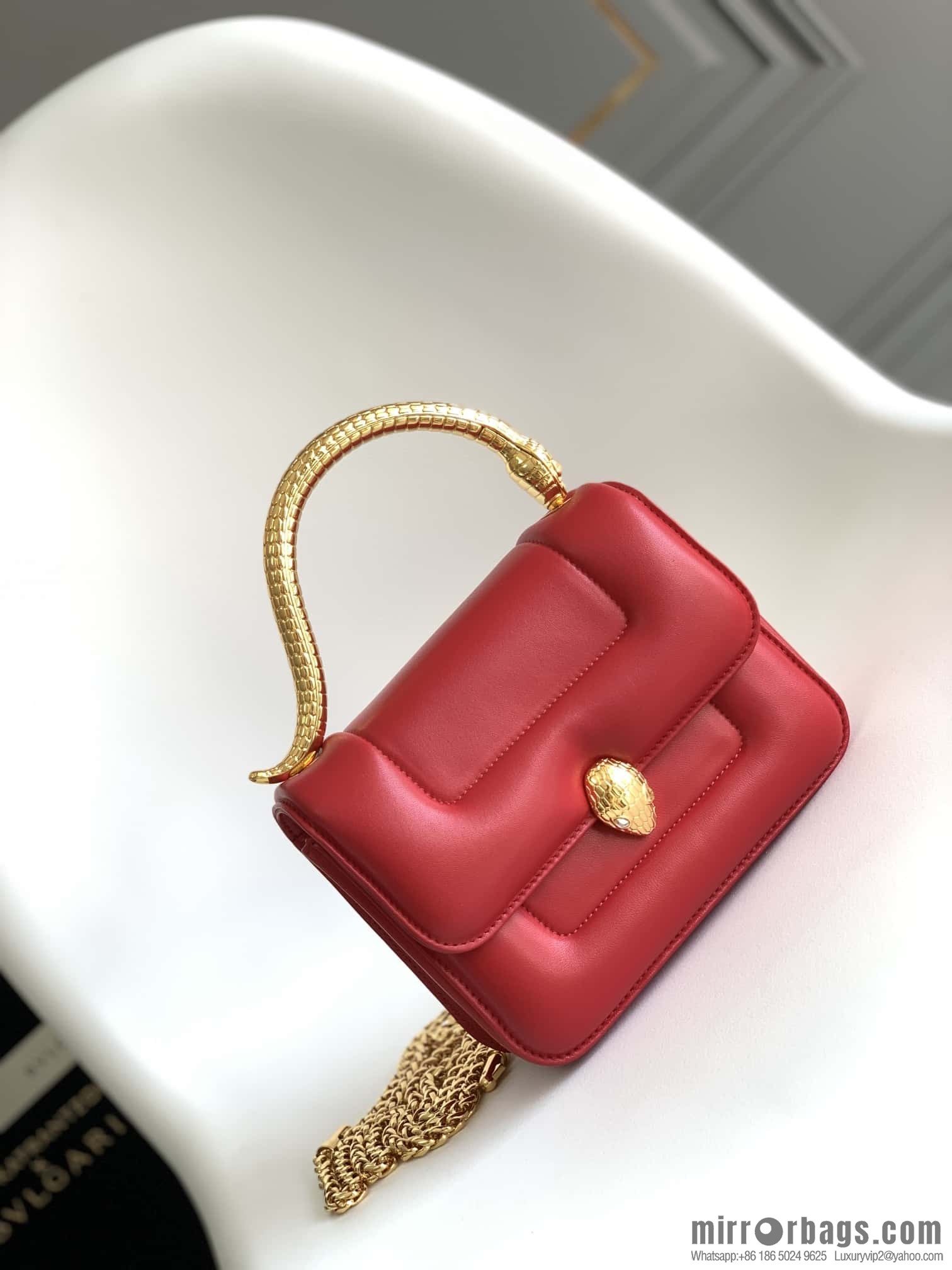 BVLGARI Bulgari joint design limited edition Mary Katrantzou snakehead bag 291071 red 19CM