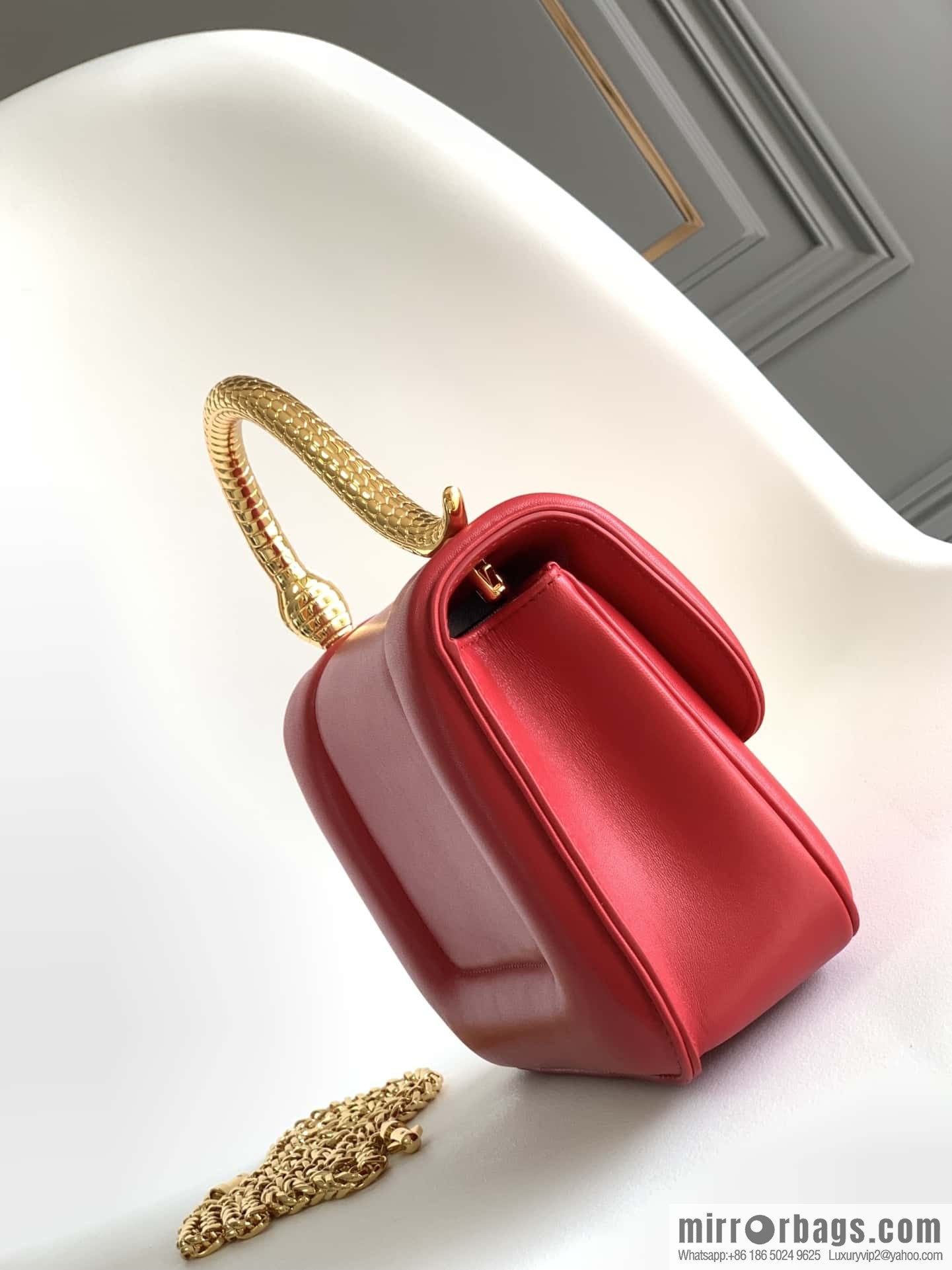 BVLGARI Bulgari joint design limited edition Mary Katrantzou snakehead bag 291071 red 19CM