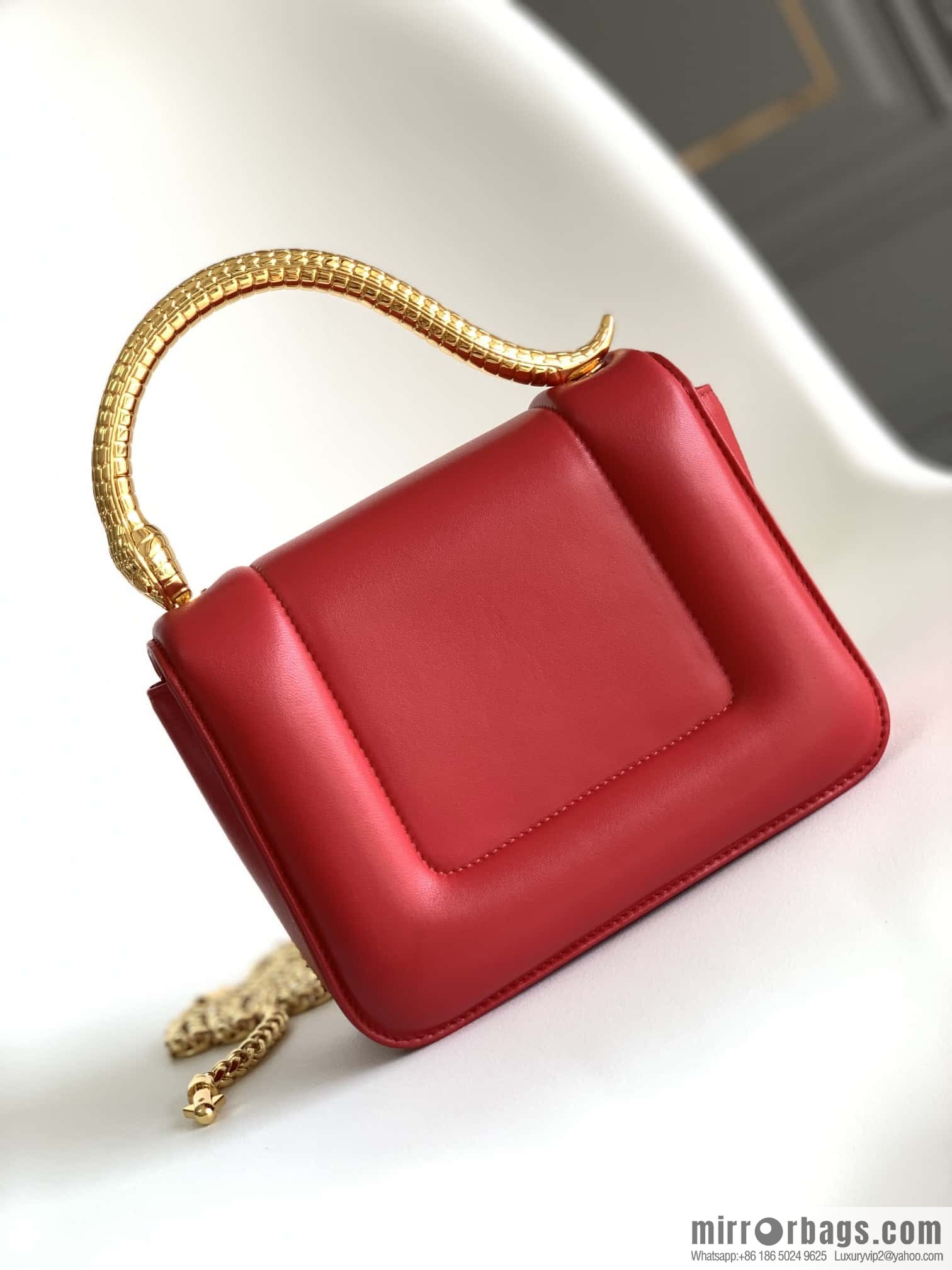 BVLGARI Bulgari joint design limited edition Mary Katrantzou snakehead bag 291071 red 19CM
