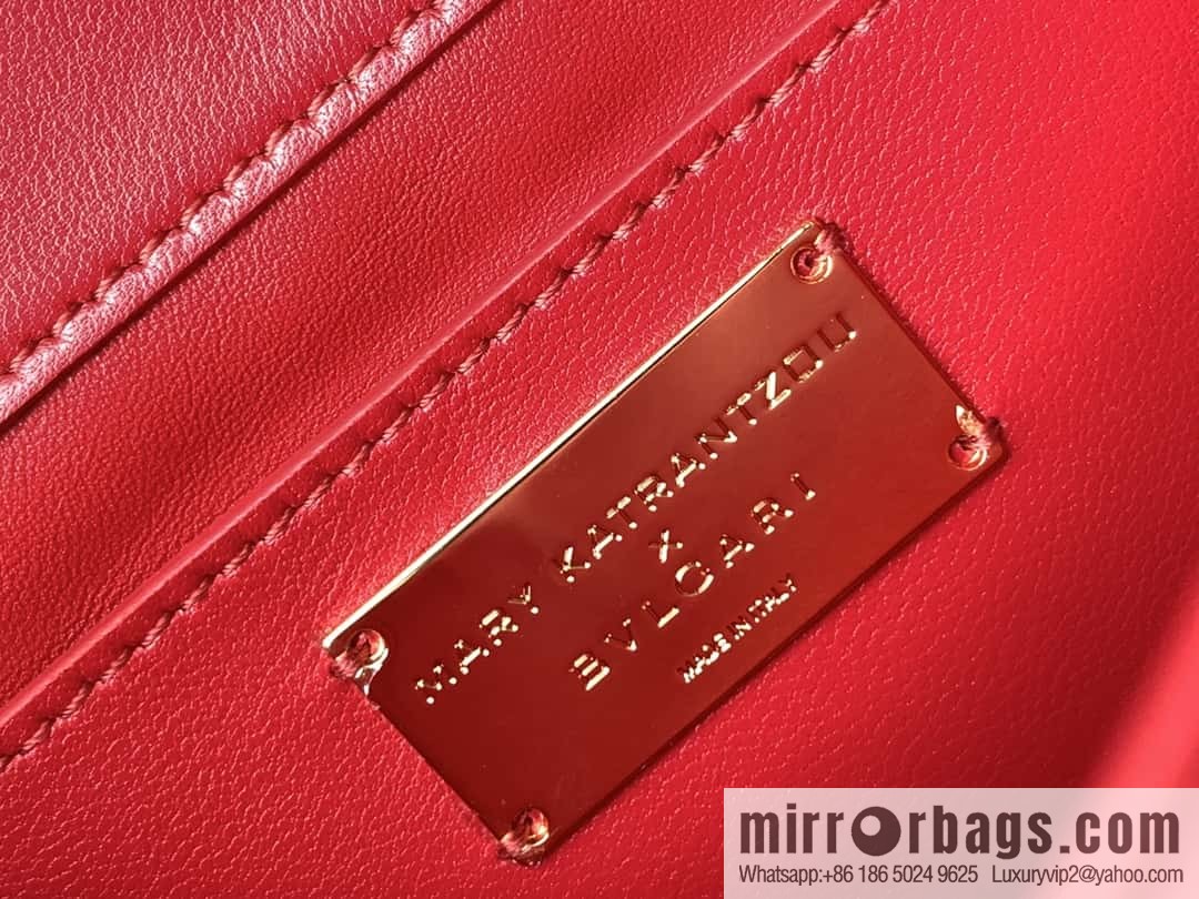 BVLGARI Bulgari joint design limited edition Mary Katrantzou snakehead bag 291071 red 19CM