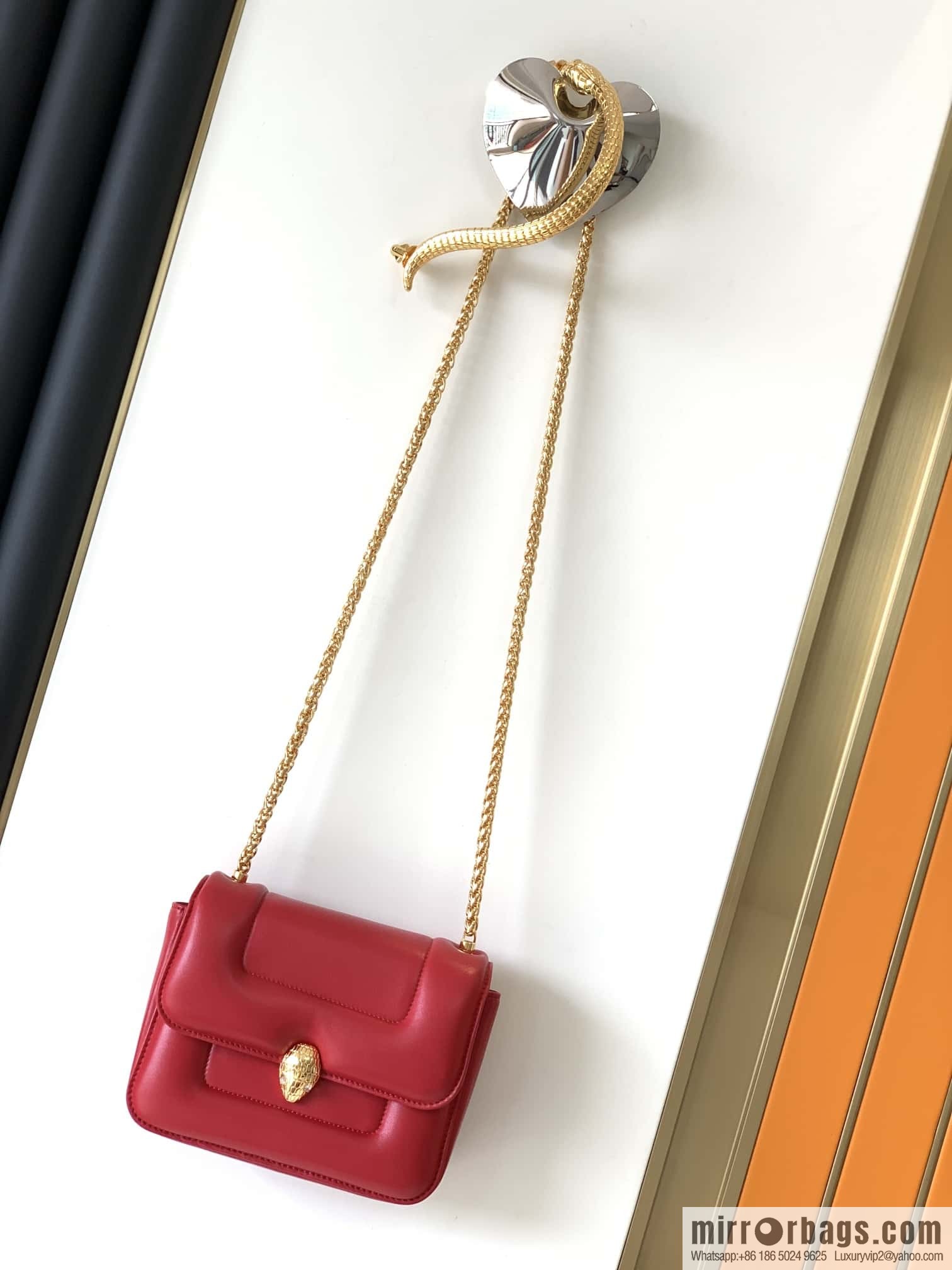 BVLGARI Bulgari joint design limited edition Mary Katrantzou snakehead bag 291071 red 19CM