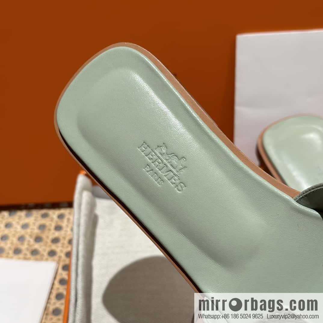 Hermès leather outsole H slippers