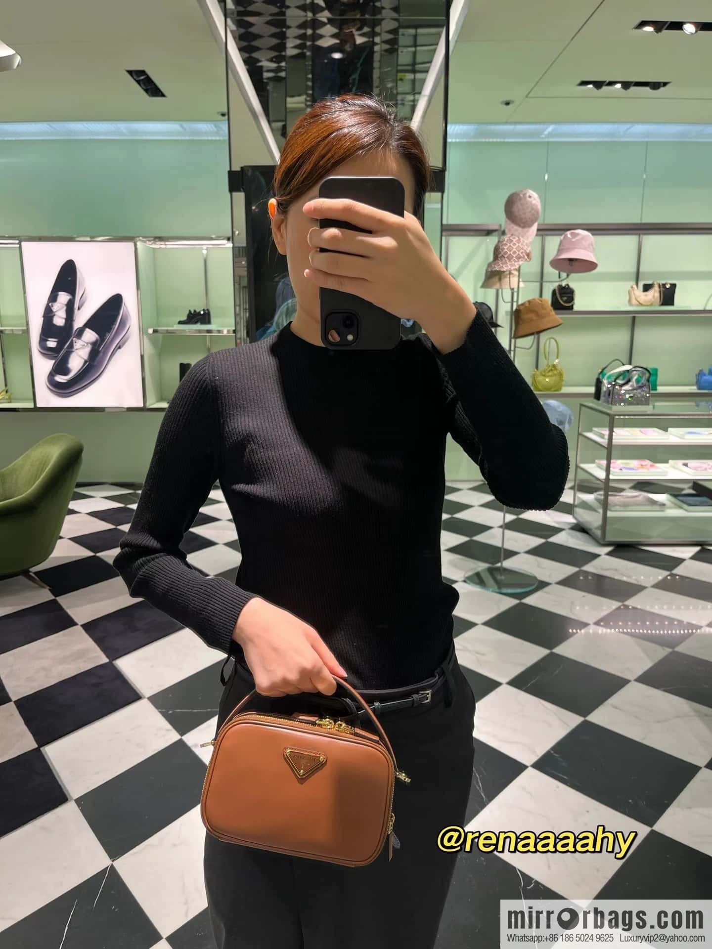 PRADA new mini handbag 1BH203 caramel color