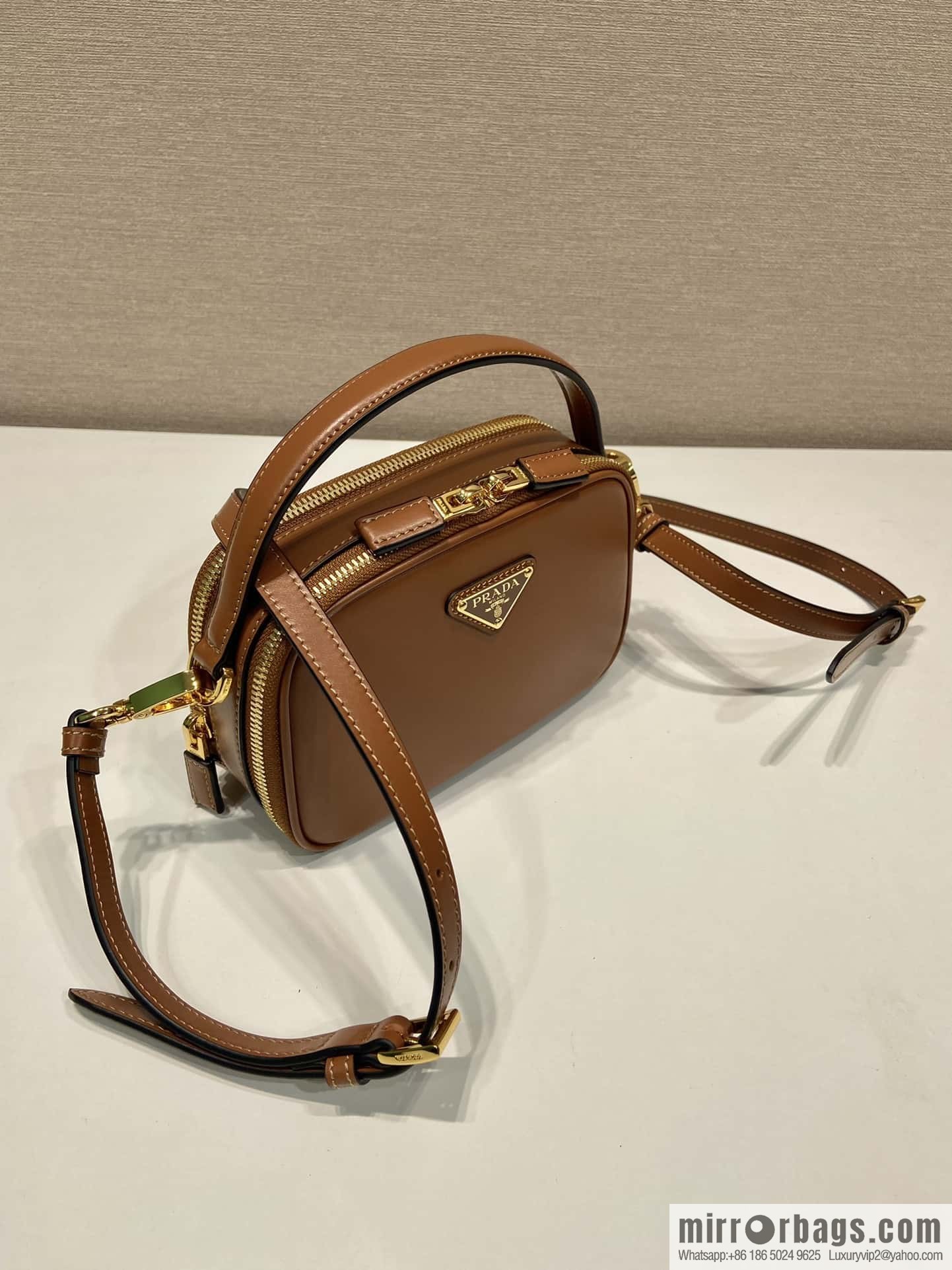 PRADA new mini handbag 1BH203 caramel color