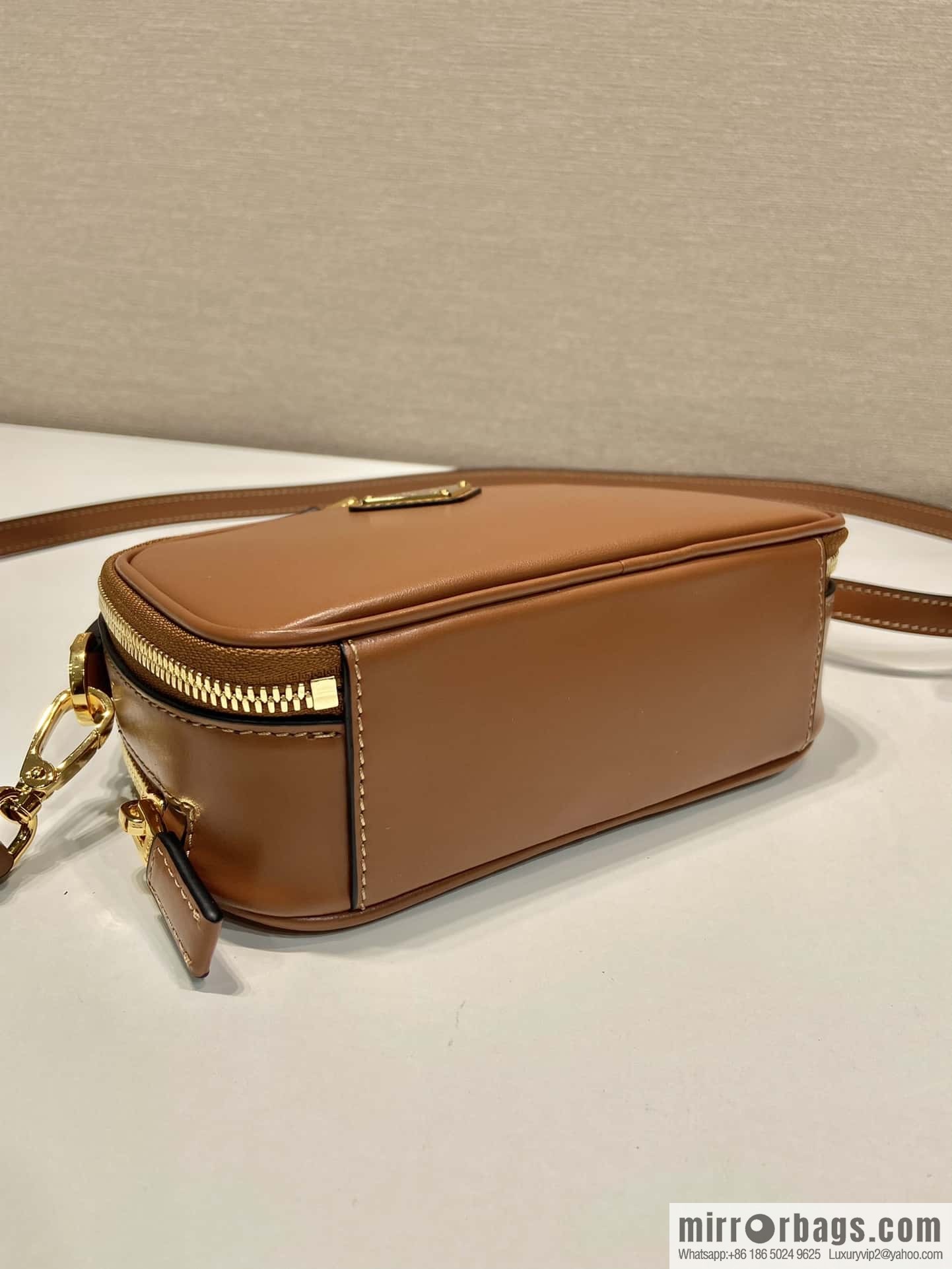 PRADA new mini handbag 1BH203 caramel color
