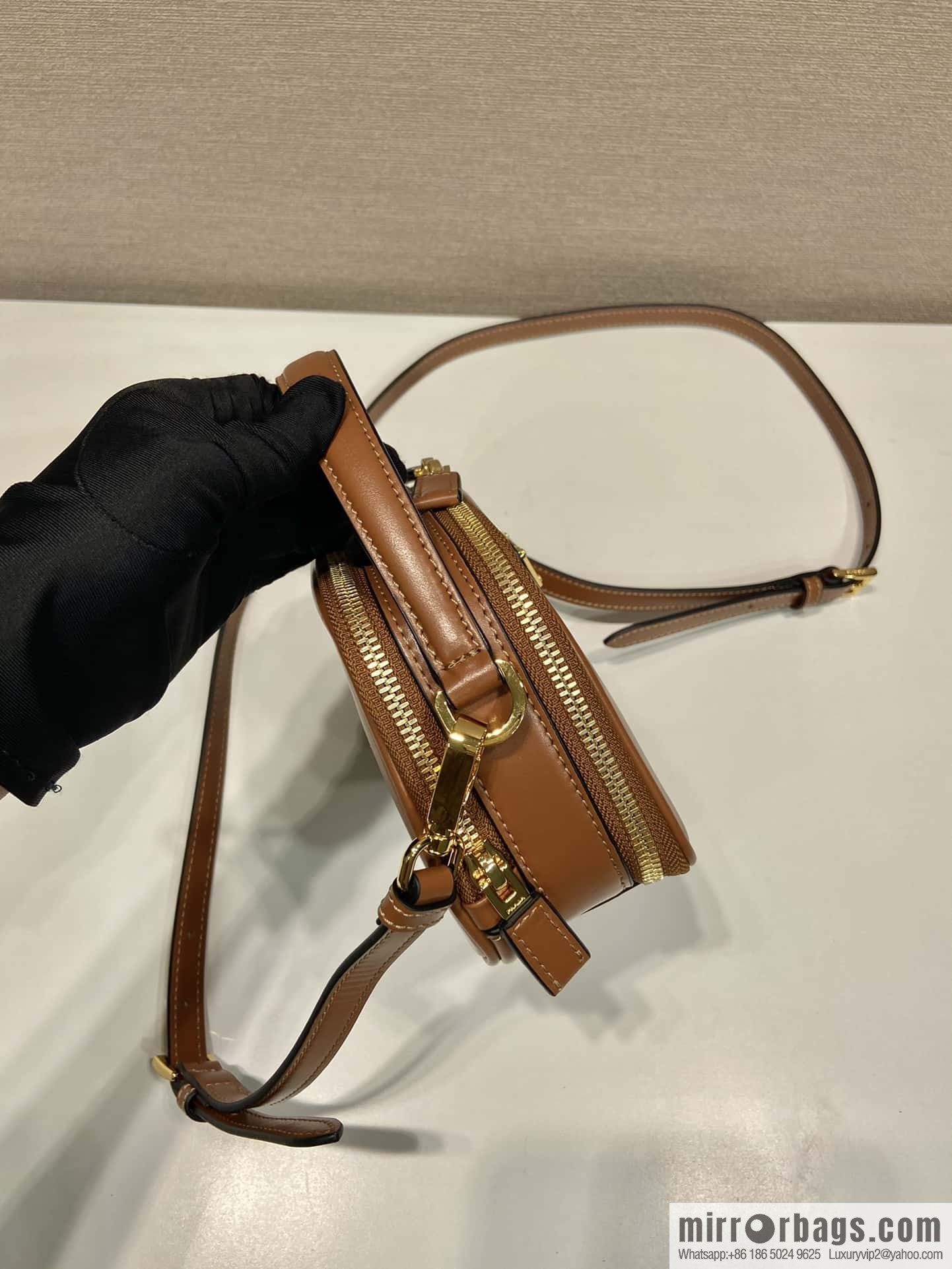 PRADA new mini handbag 1BH203 caramel color