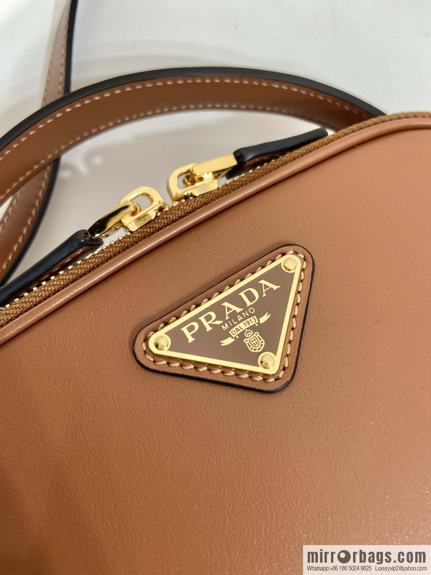 PRADA new mini handbag 1BH203 caramel color