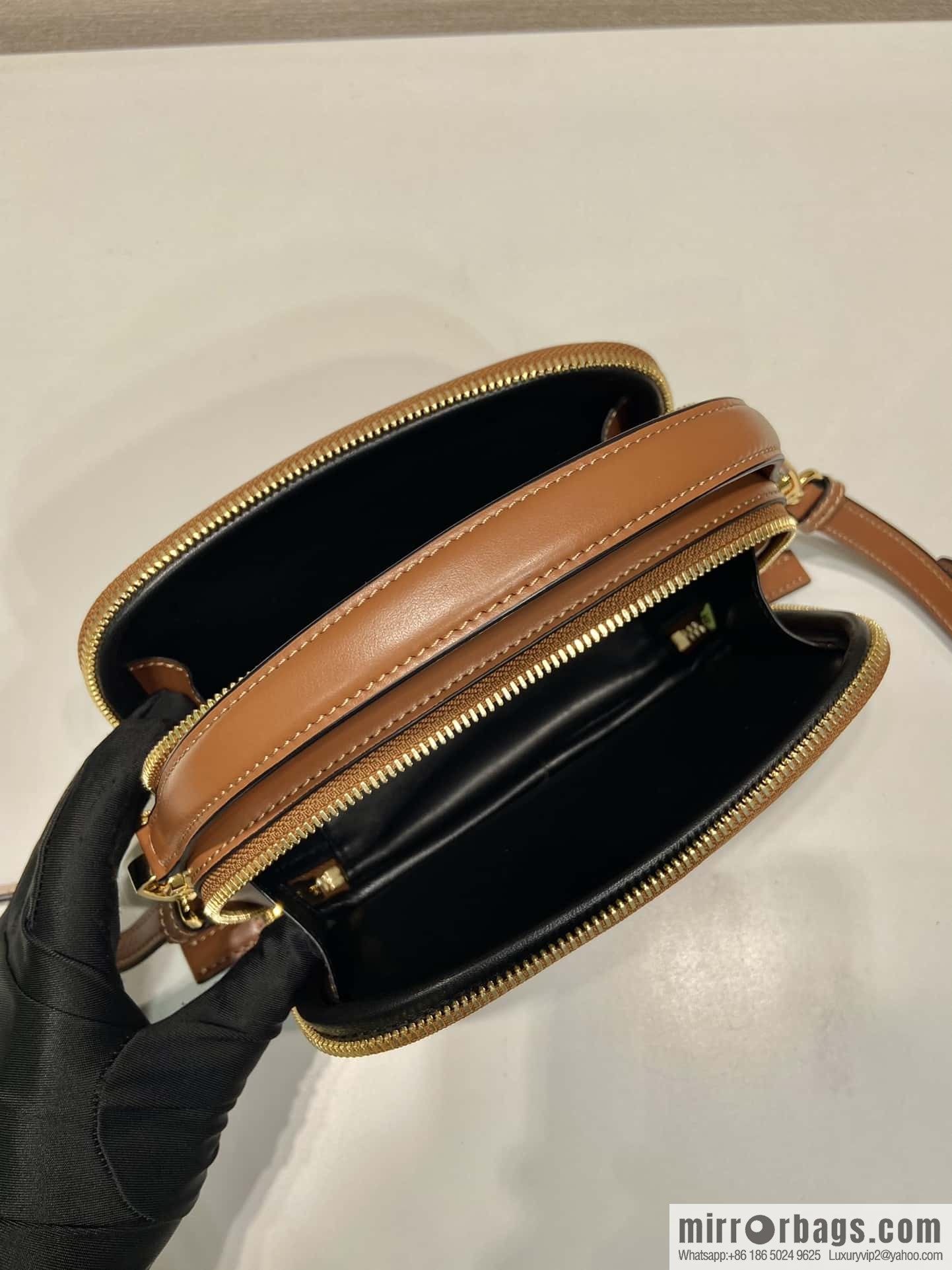 PRADA new mini handbag 1BH203 caramel color