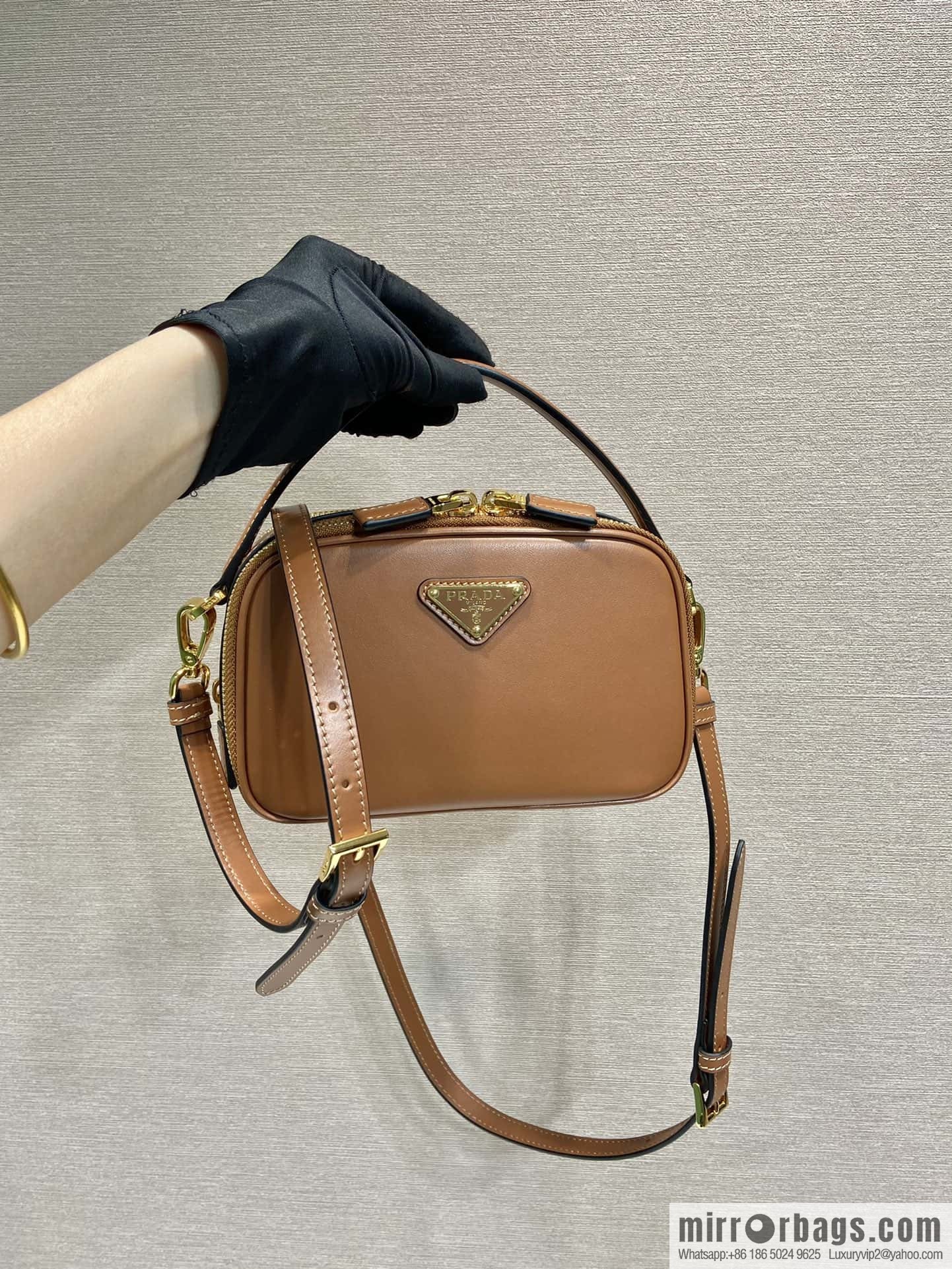 PRADA new mini handbag 1BH203 caramel color